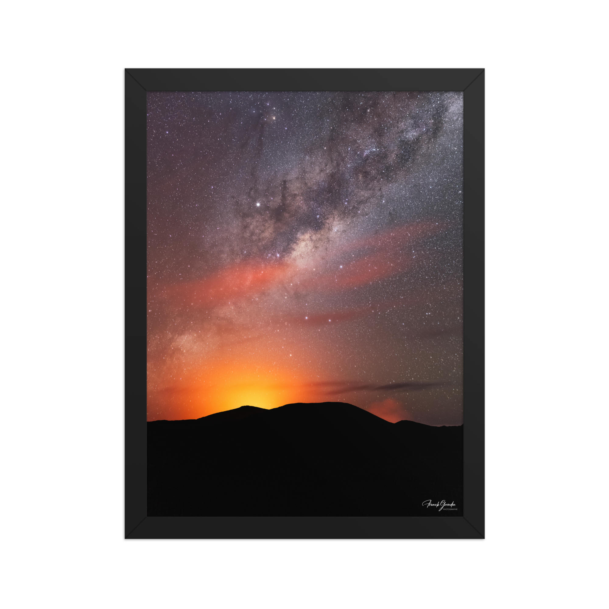 Affiche de La Réunion Éruption sous les Étoiles, Février 2019 30 × 40 cm / Noir - photographie Franck Grondin