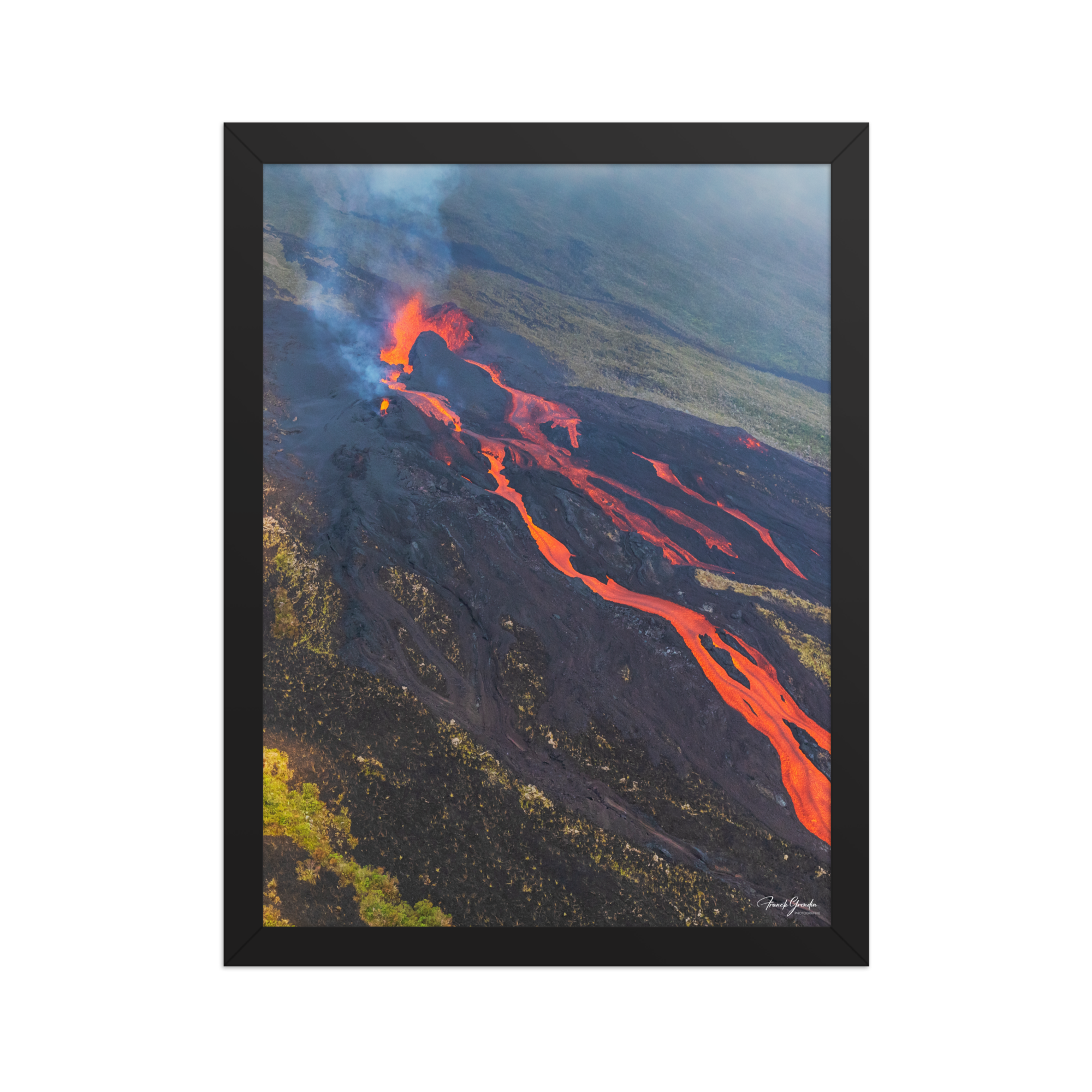 Affiche de La Réunion Éruption d'Octobre 2019 30 × 40 cm / Noir - photographie Franck Grondin