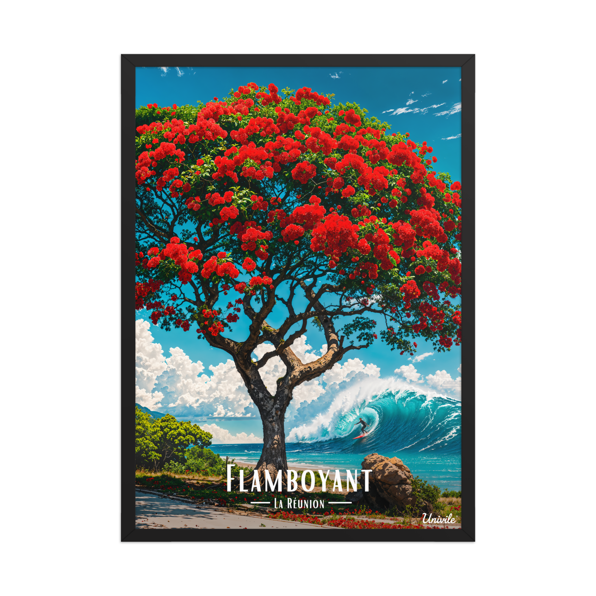 Affiche de La Réunion Flamboyant du Lagon 50 × 70 cm / Noir - Univile La Réunion