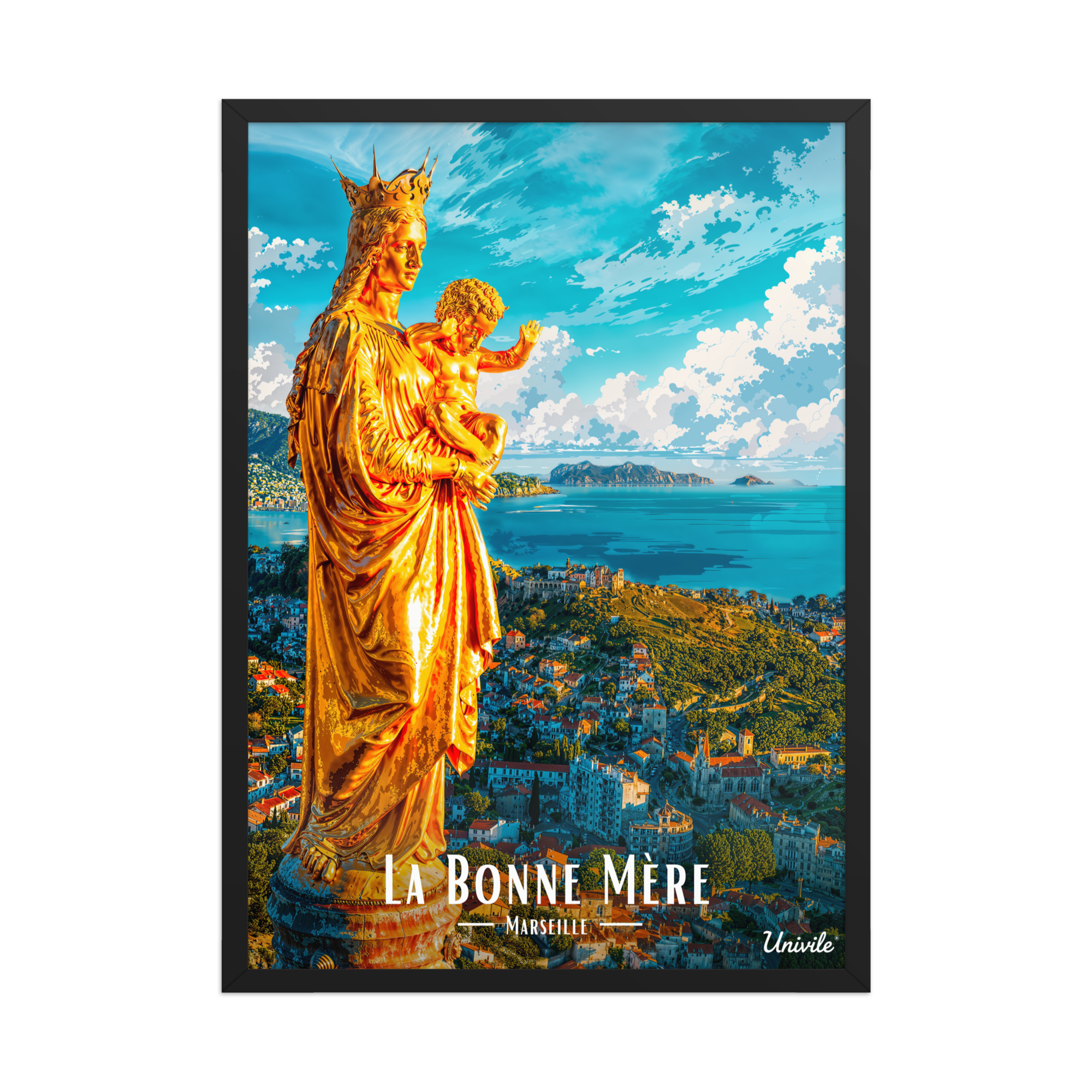 Affiche de Marseille La Bonne Mère 50 × 70 cm / Noir - Univile