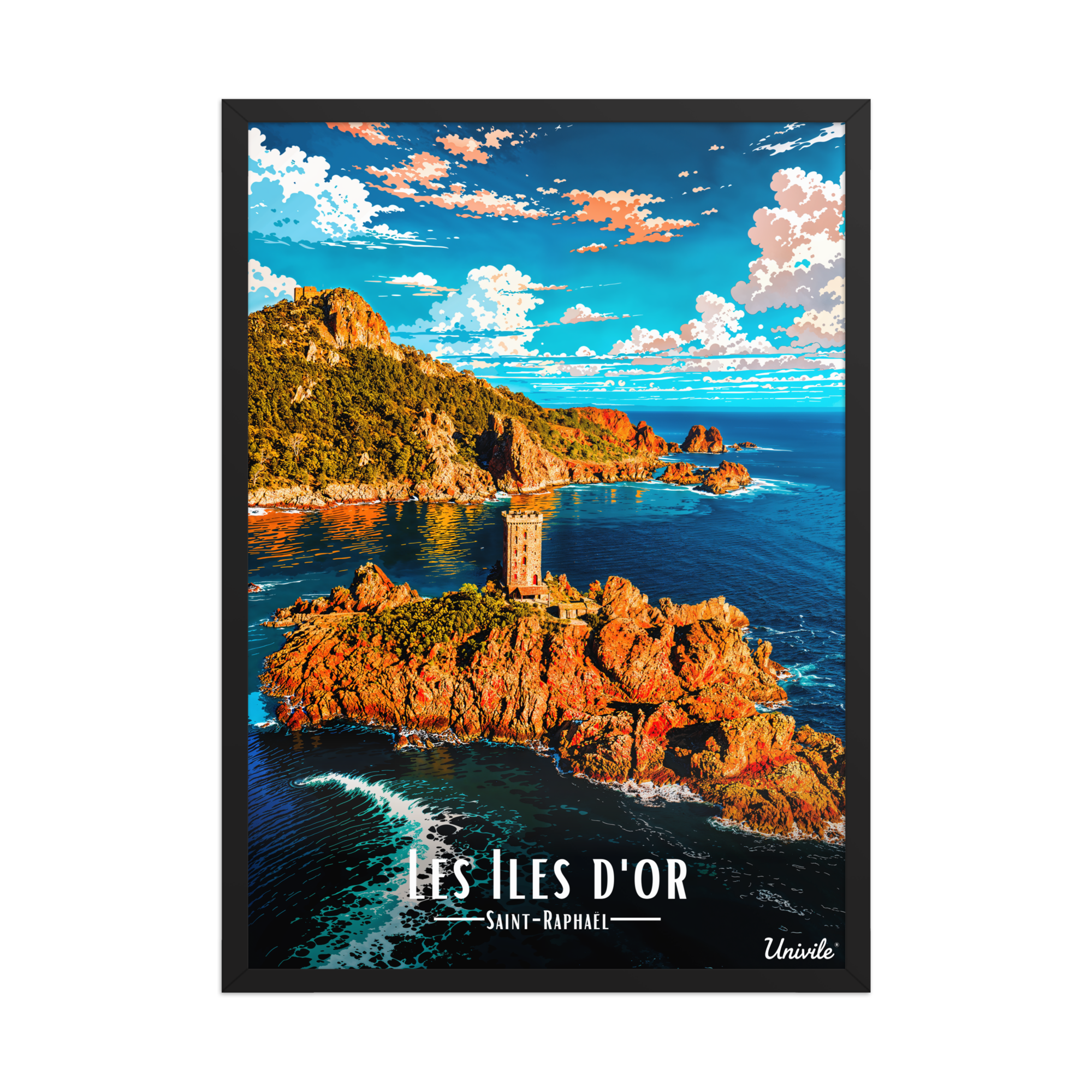 Affiche de Saint-Raphaël Les Îles d’Or 50 × 70 cm / Noir - Univile