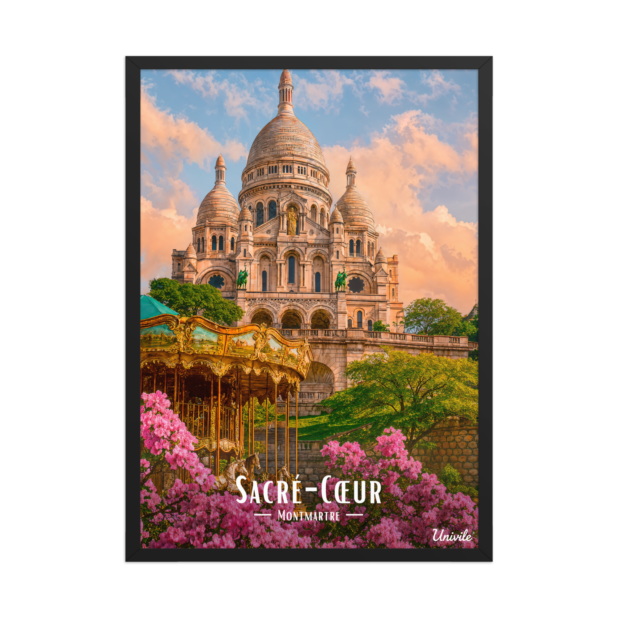 Affiche de Paris Sacré-Cœur – Montmartre 50 × 70 cm / Noir - Univile
