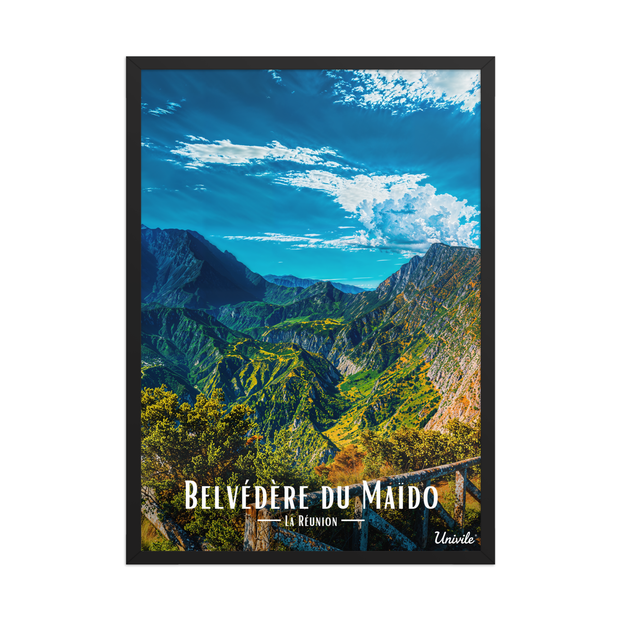 Affiche de la Réunion Belvédère du Maïdo 50 × 70 cm / Noir - Univile