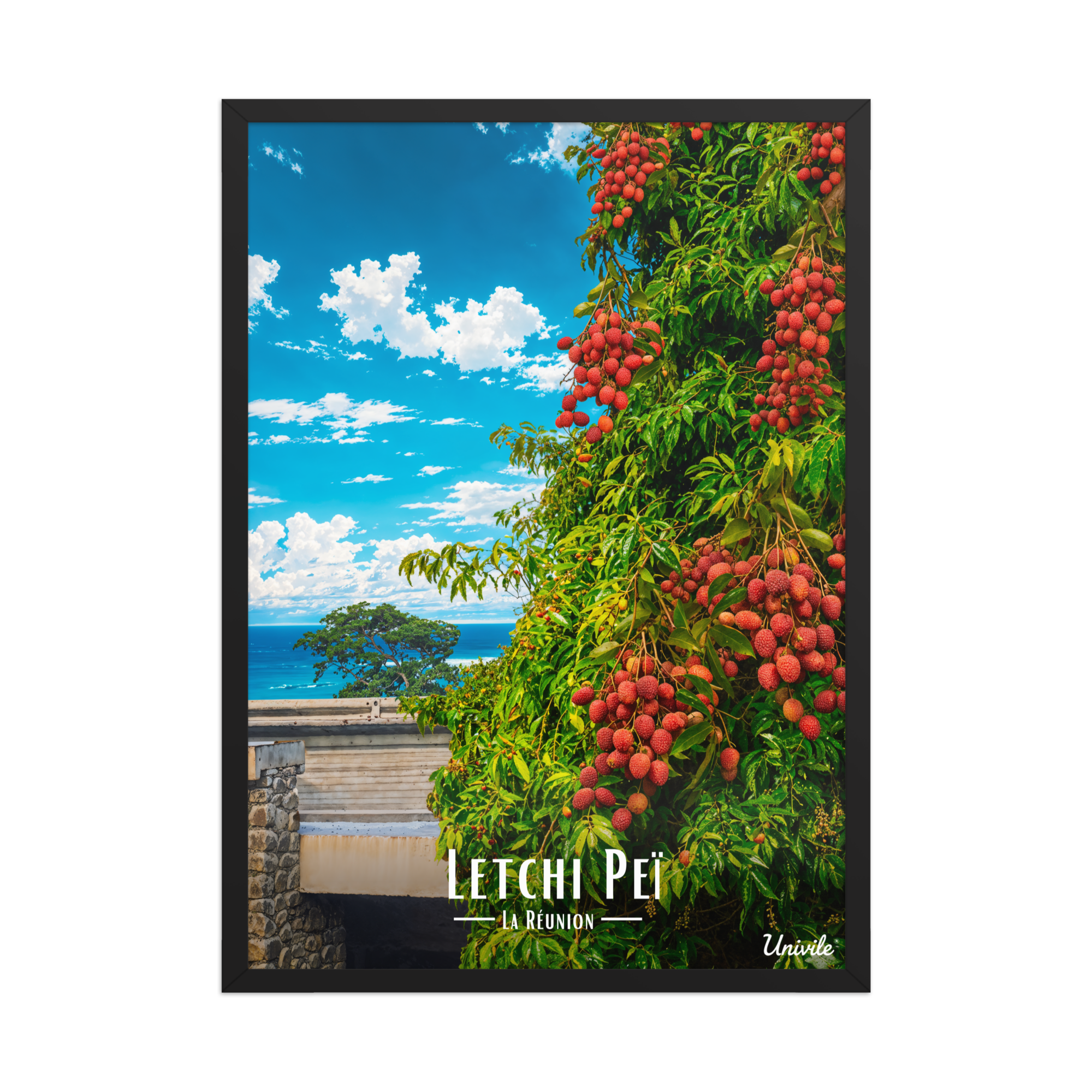 Affiche de la Réunion Letchi Péi 50 × 70 cm / Noir - Univile