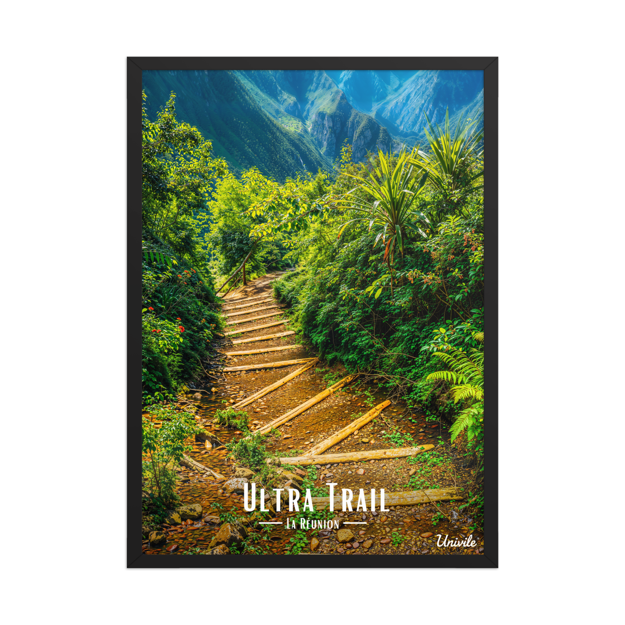 Affiche de la Réunion Ultra Trail 50 × 70 cm / Noir - Univile