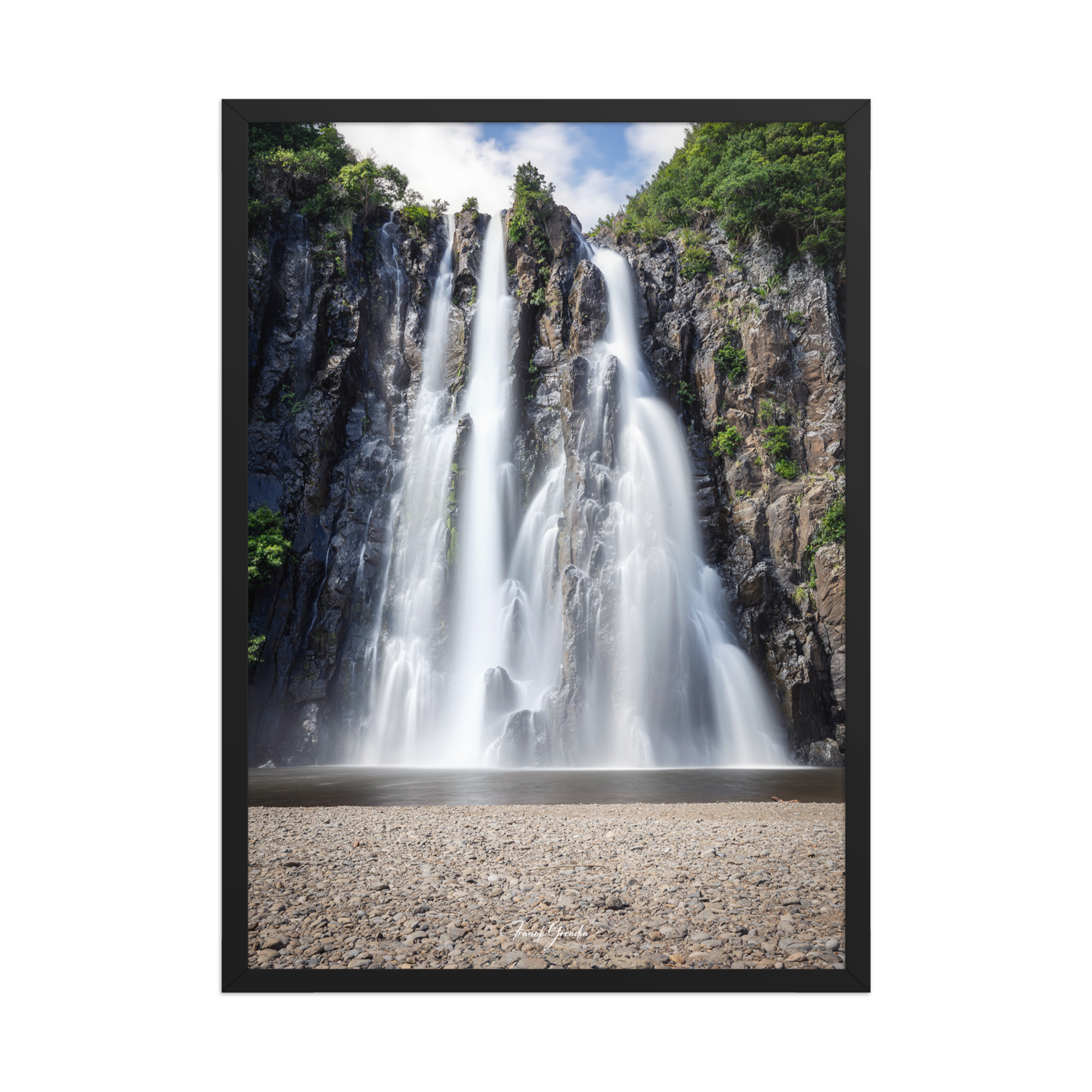 Affiche de La Réunion Cascade Niagara 50 × 70 cm / Noir - Univile La Réunion