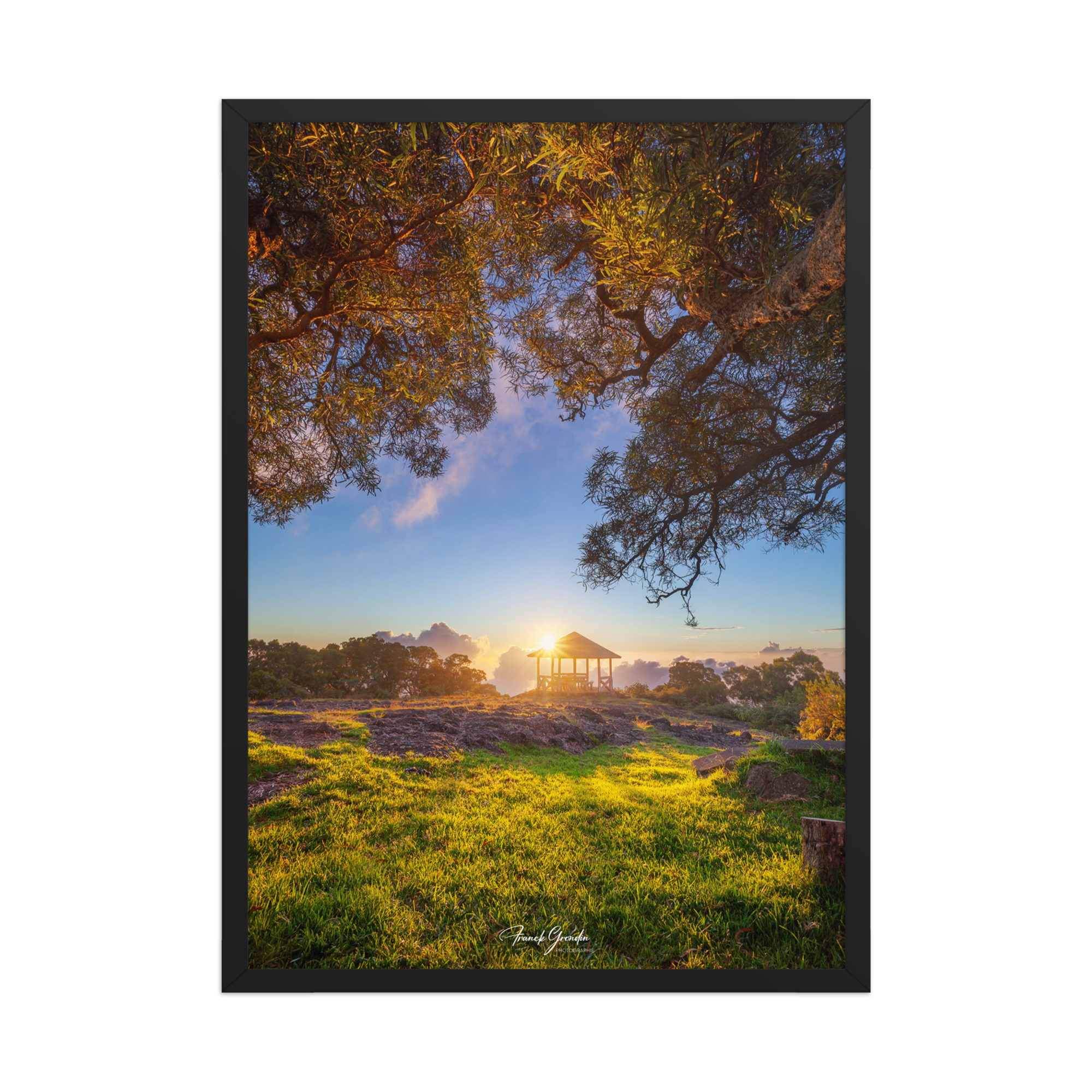 Affiche de La Réunion Sunset Kiosque Maïdo 50×70 cm / Noir - Univile La Réunion
