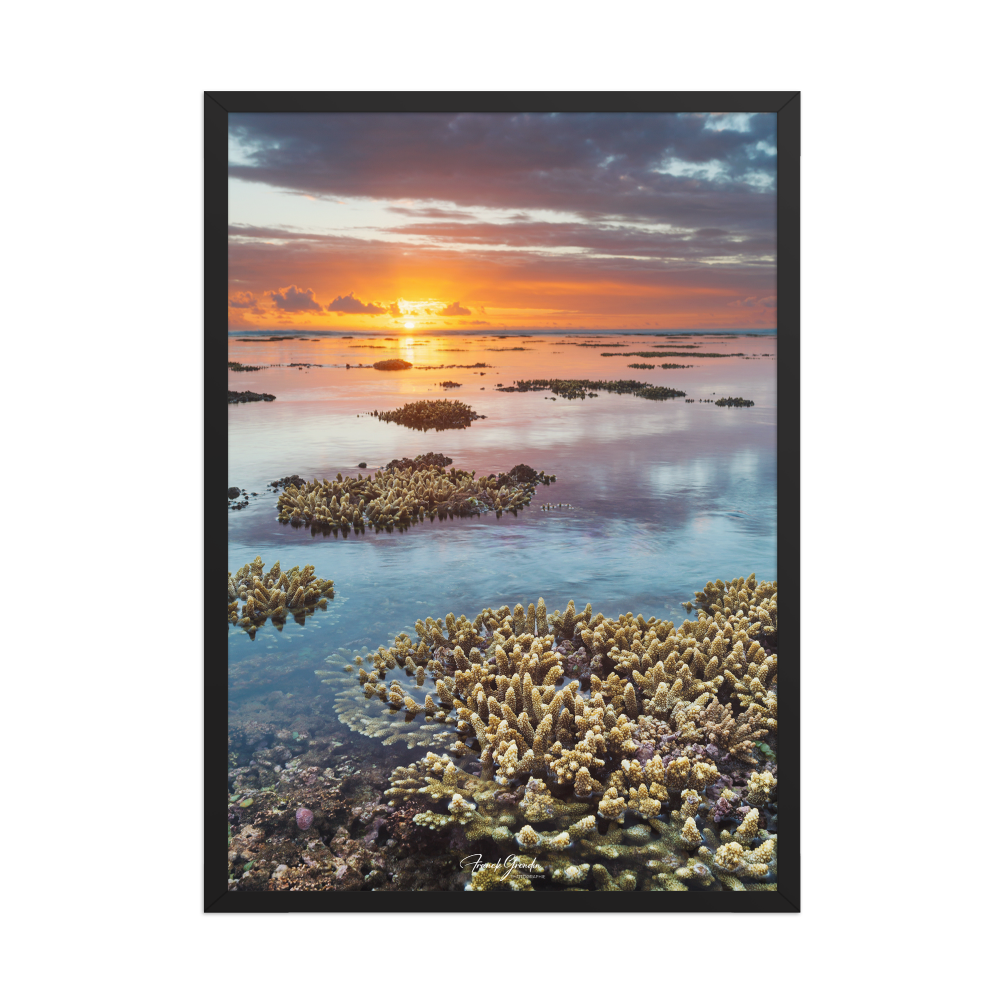 Affiche de La Réunion Sunset du récif 50 × 70 cm / Noir - Univile La Réunion