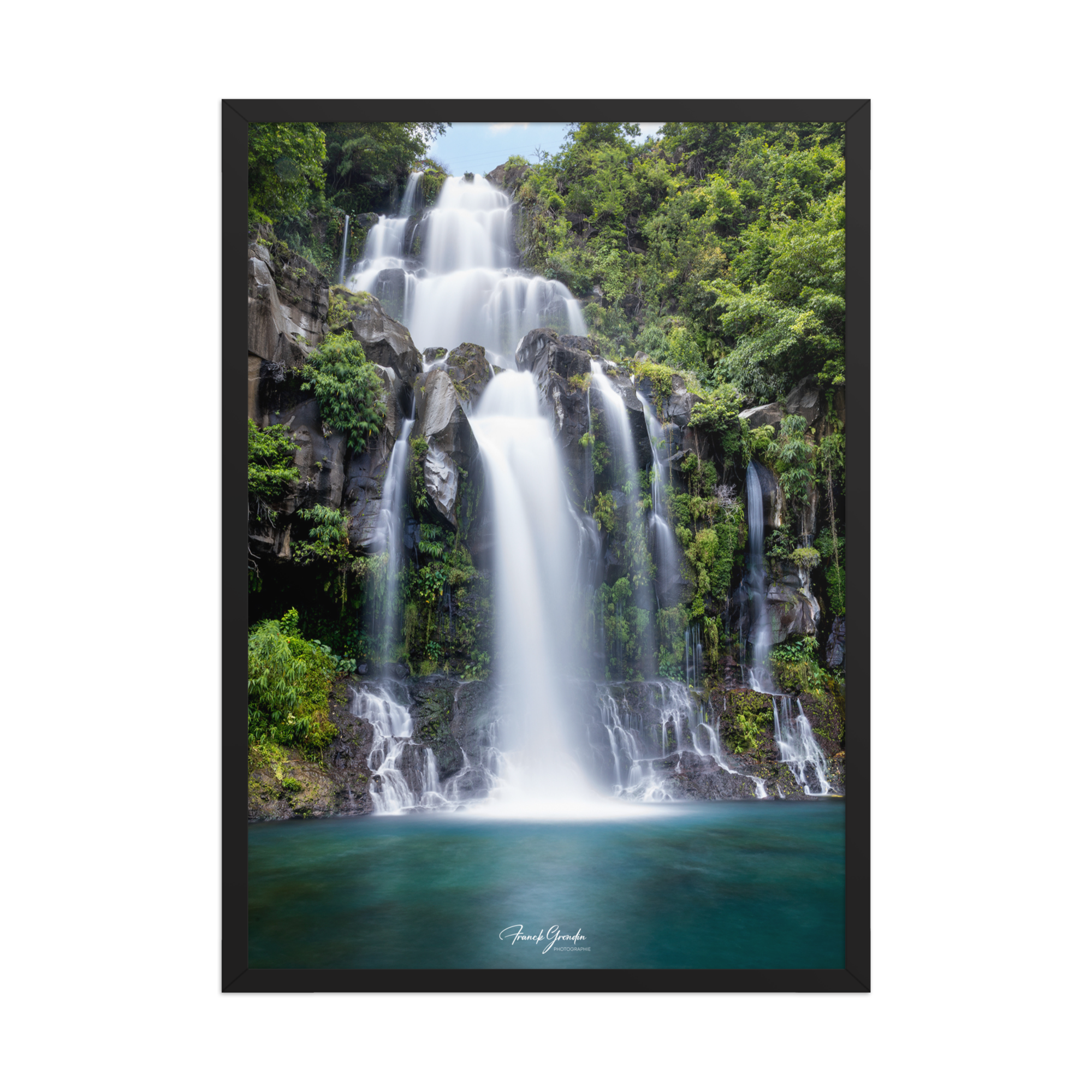 Affiche de La Réunion Cascade des Aigrettes 50 × 70 cm / Noir - Univile La Réunion
