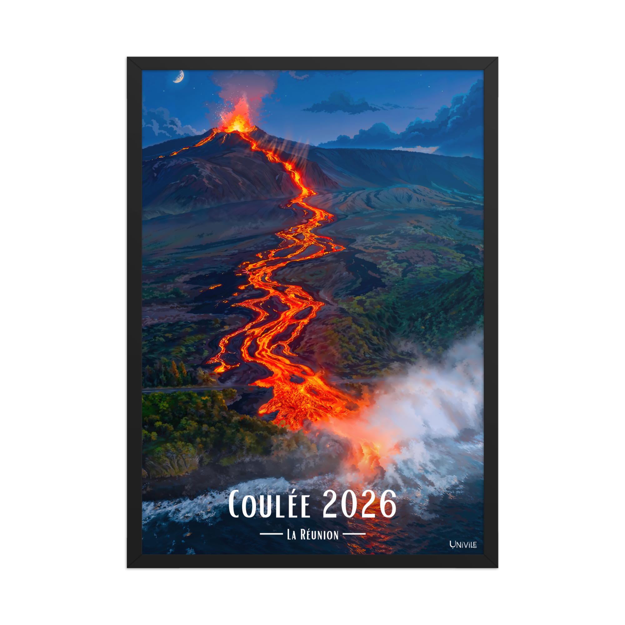 Affiche de La Réunion Coulée 2026 50 × 70 cm / Noir - Univile La Réunion