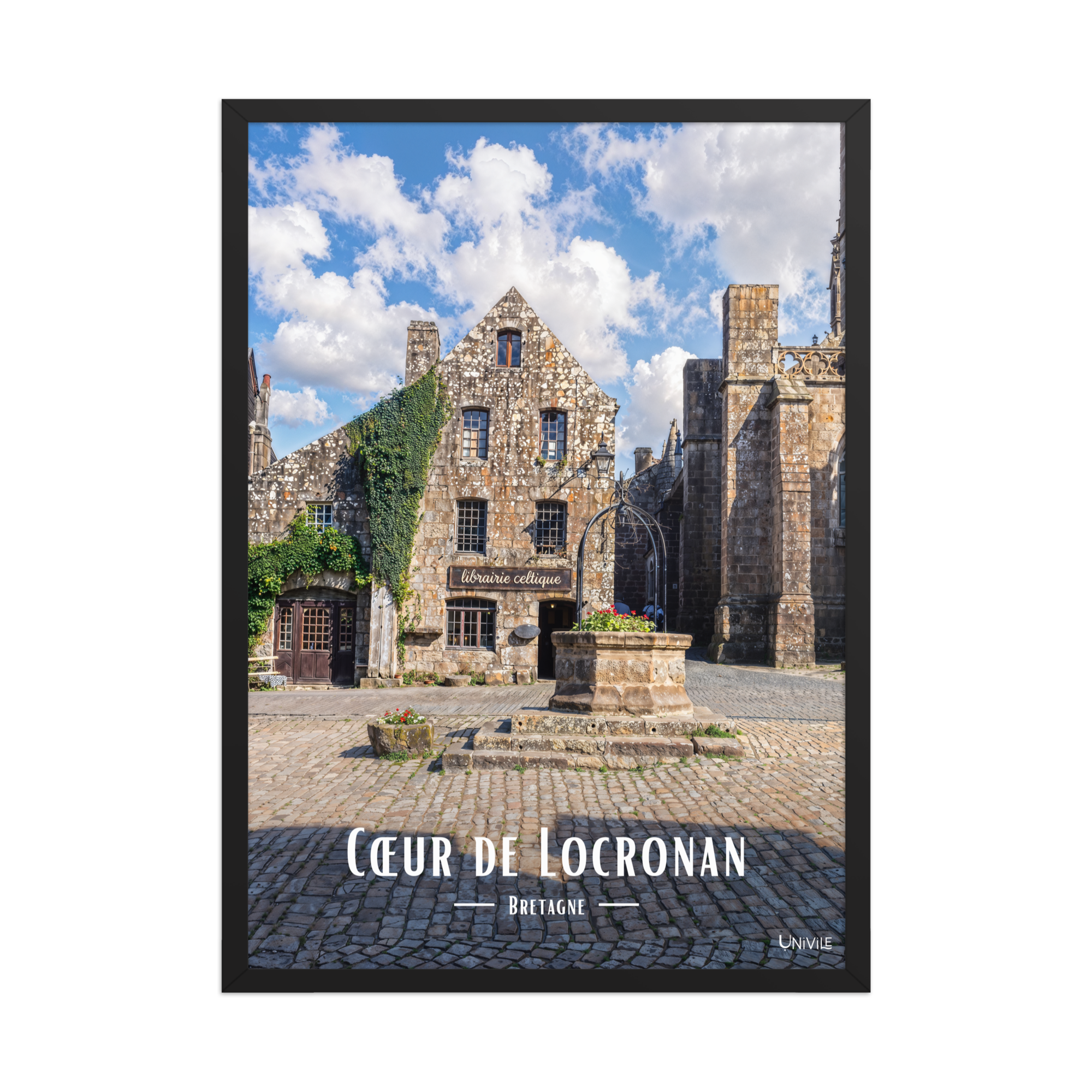Affiche de Bretagne Cœur de Locronan 50×70 cm / Noir - Univile Bretagne