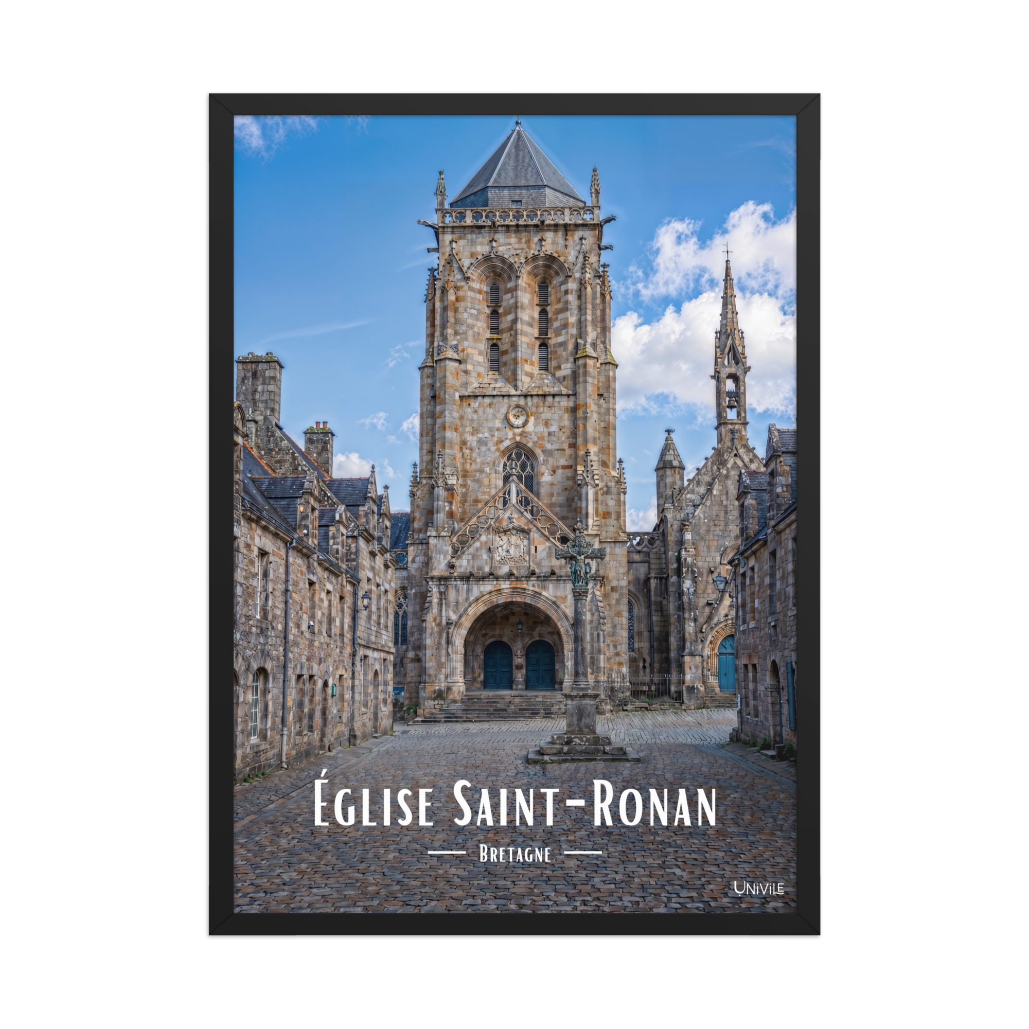 Affiche de Bretagne Église Saint-Ronan 50×70 cm / Noir - Univile Bretagne