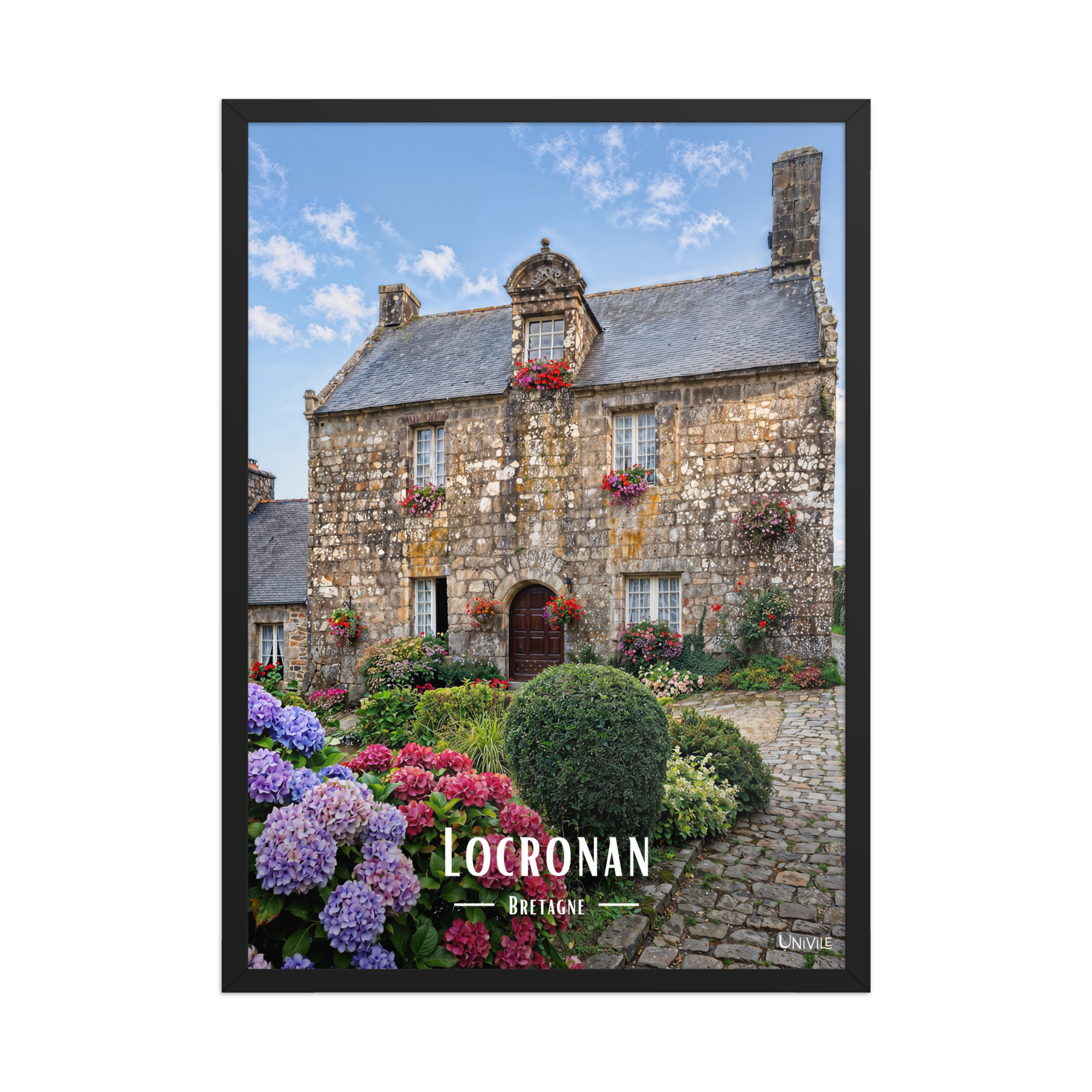Affiche de Bretagne Locronan 50 × 70 cm / Noir - Univile Bretagne