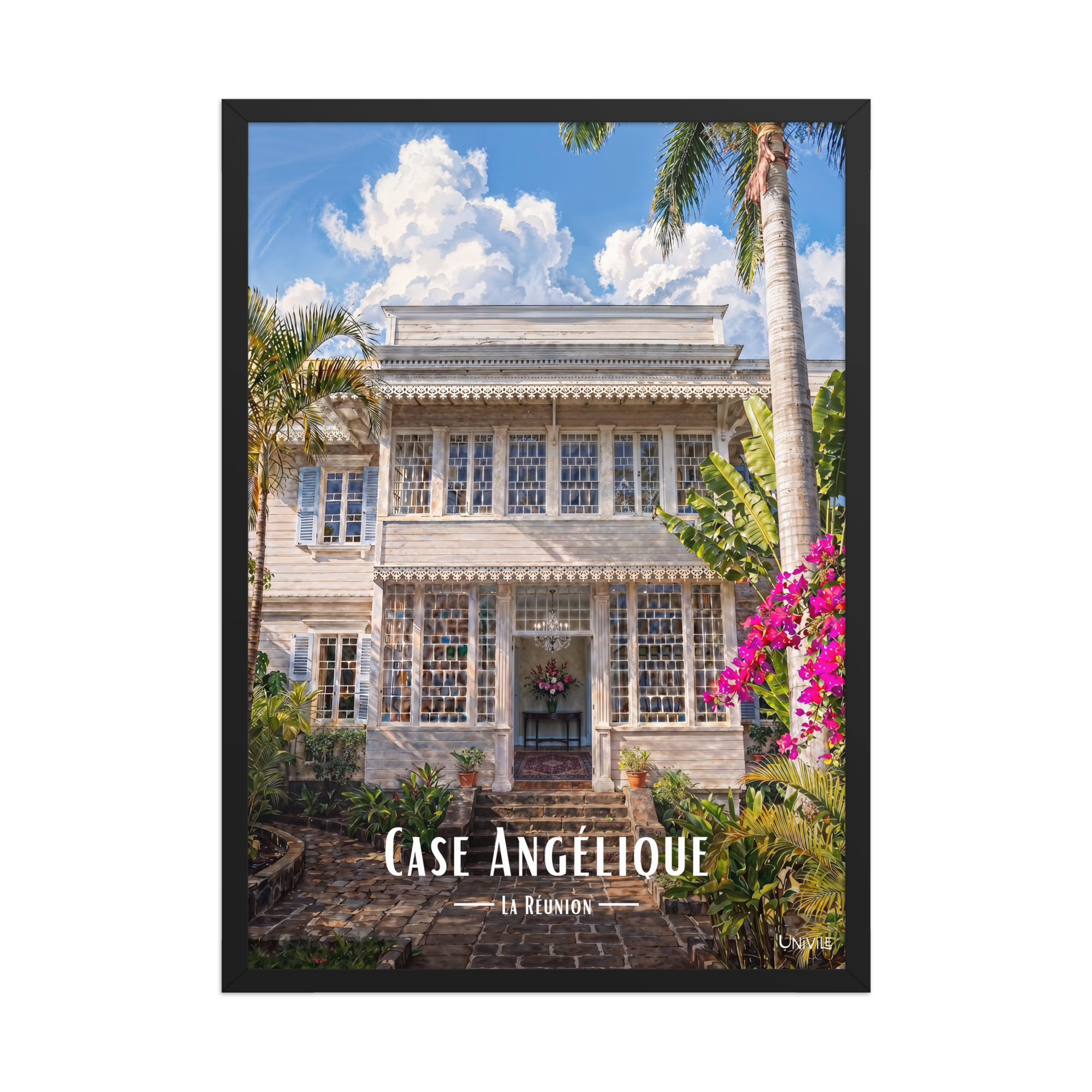 Affiche de La Réunion Case Angélique 50 × 70 cm / Noir - Univile La Réunion