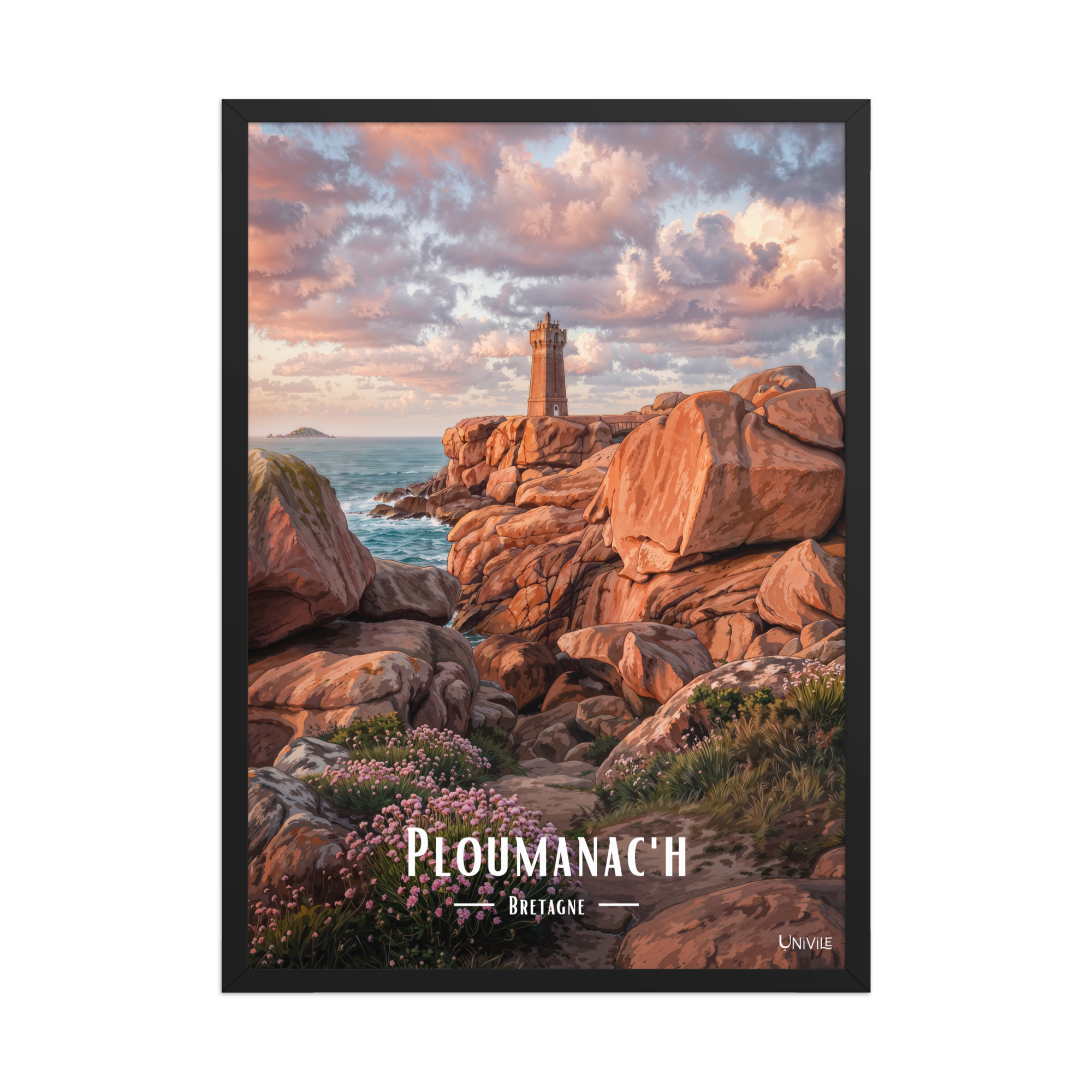 Affiche de Bretagne Ploumanac'h 50 × 70 cm / Noir - Univile Bretagne