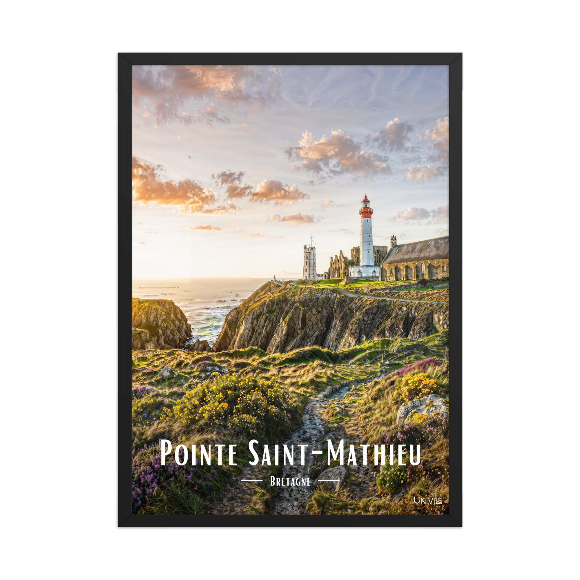 Affiche de Bretagne Pointe Saint-Mathieu 50 × 70 cm / Noir - Univile Bretagne