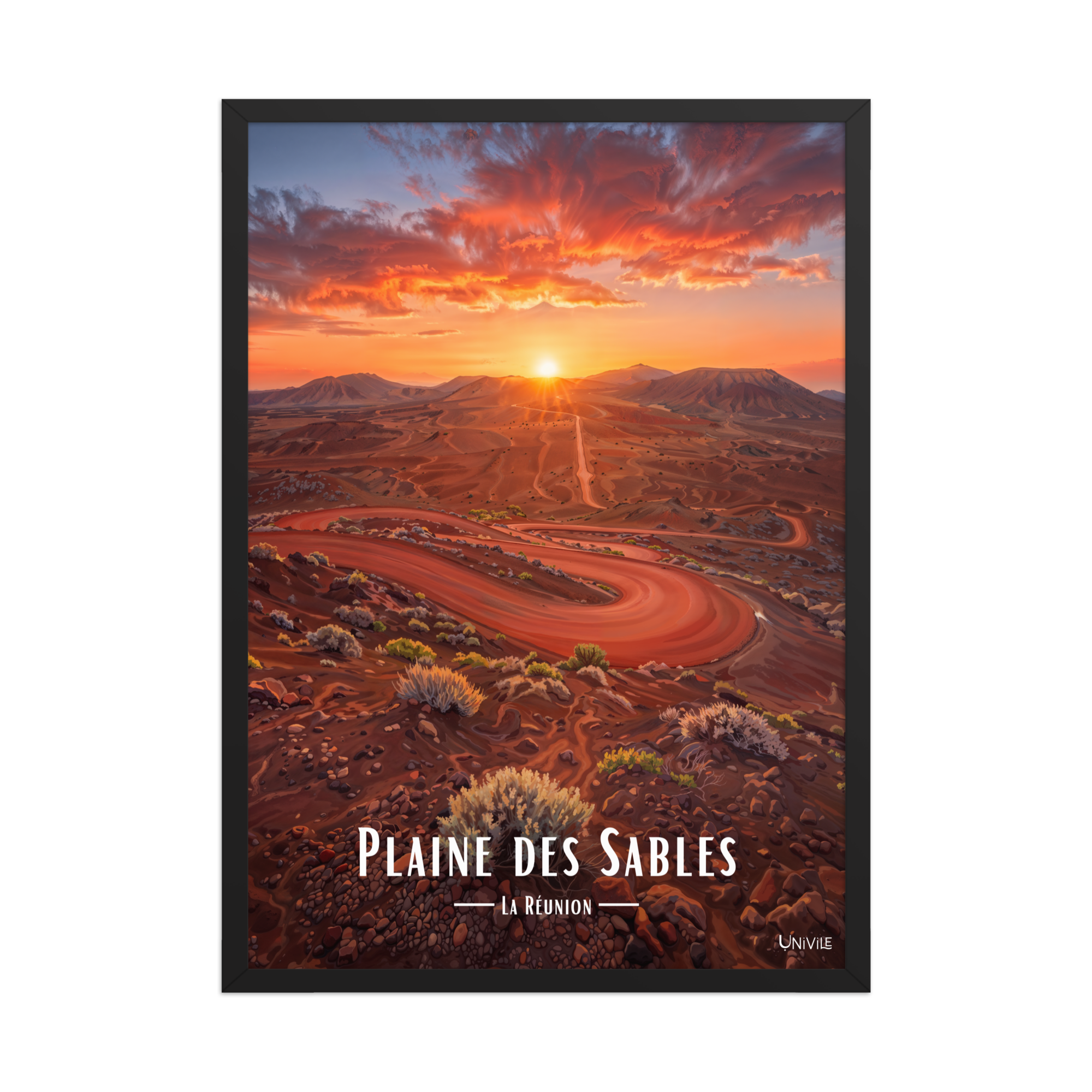 Affiche de La Réunion Plaine des Sables 50 × 70 cm / Noir - Univile La Réunion