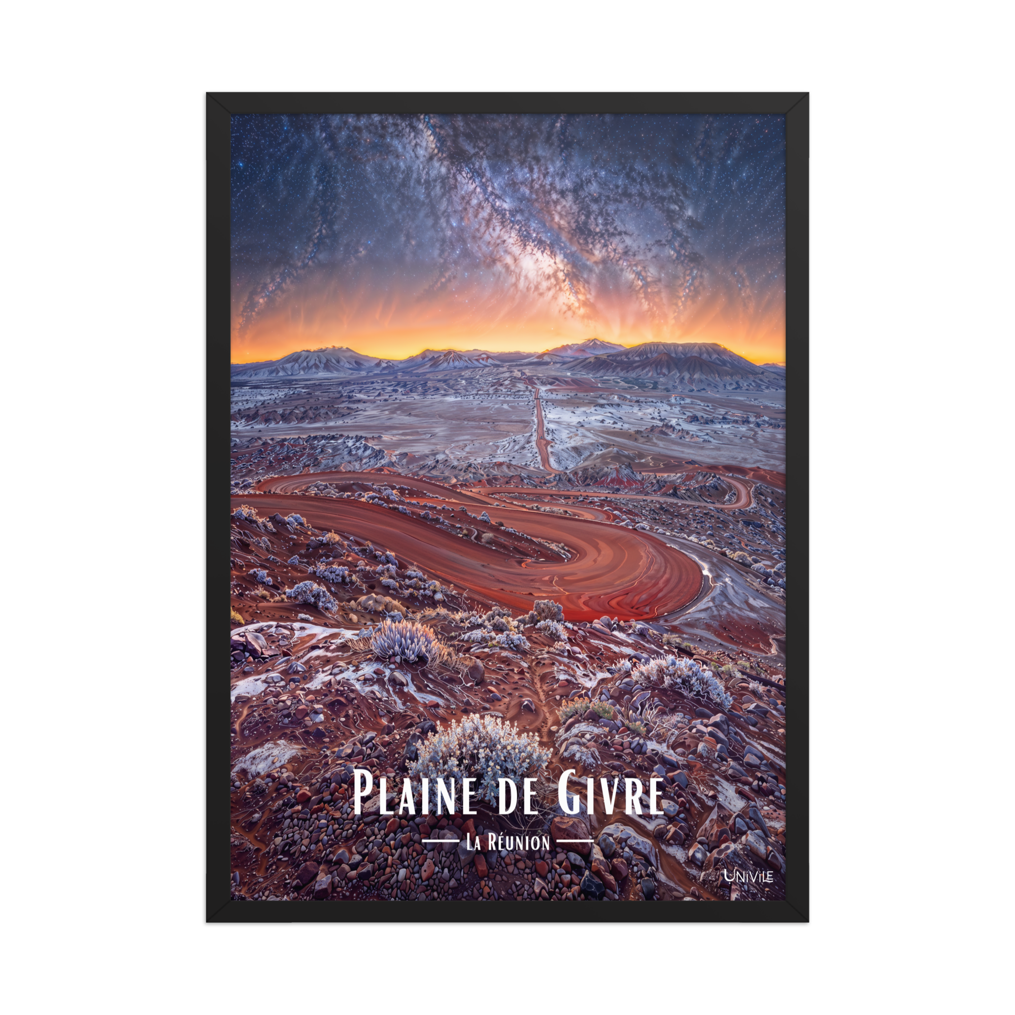 Affiche de La Réunion Plaine de Givre 50 × 70 cm / Noir - Univile La Réunion