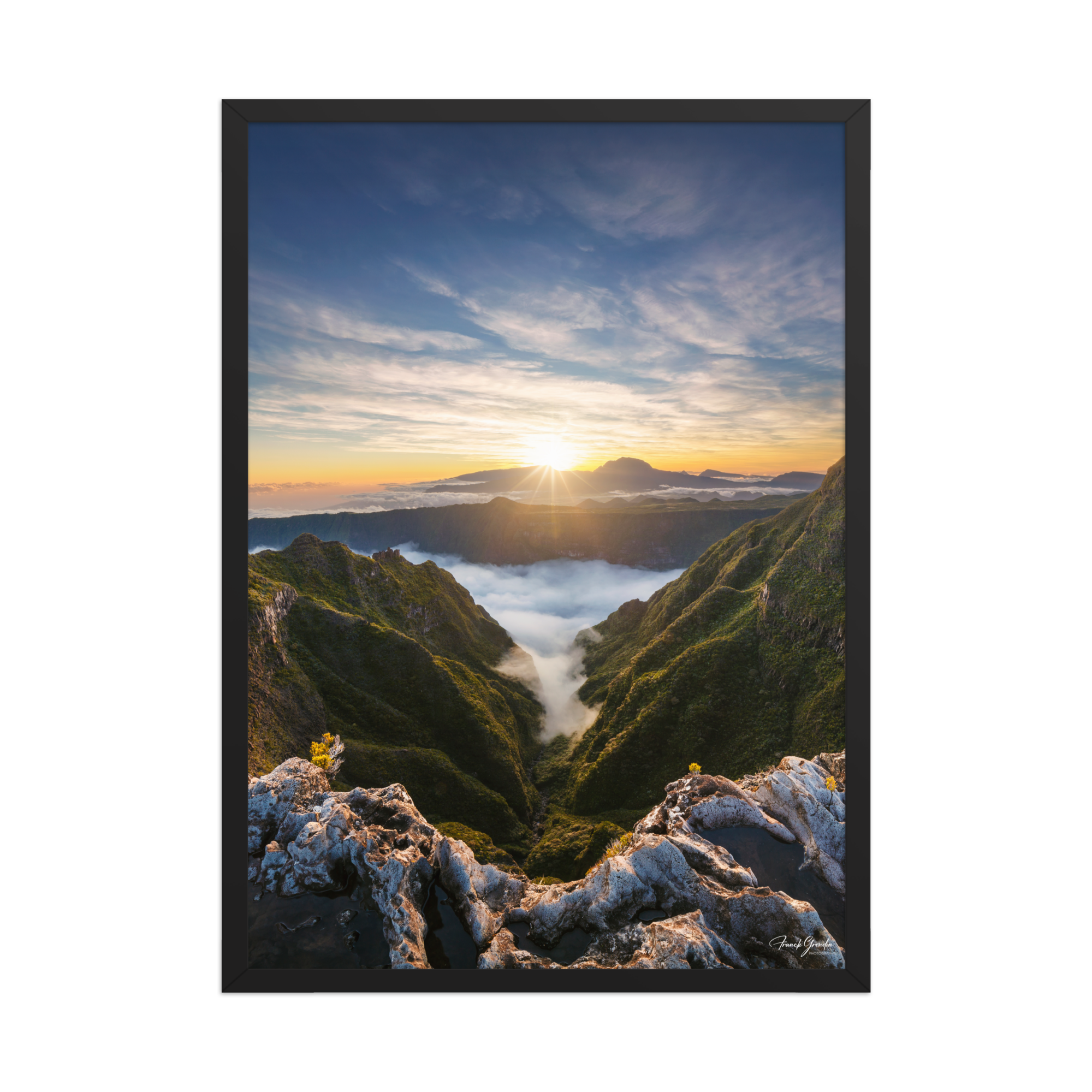 Affiche de La Réunion Rivière des Remparts au Crépuscule 50 × 70 cm / Noir - photographie Franck Grondin