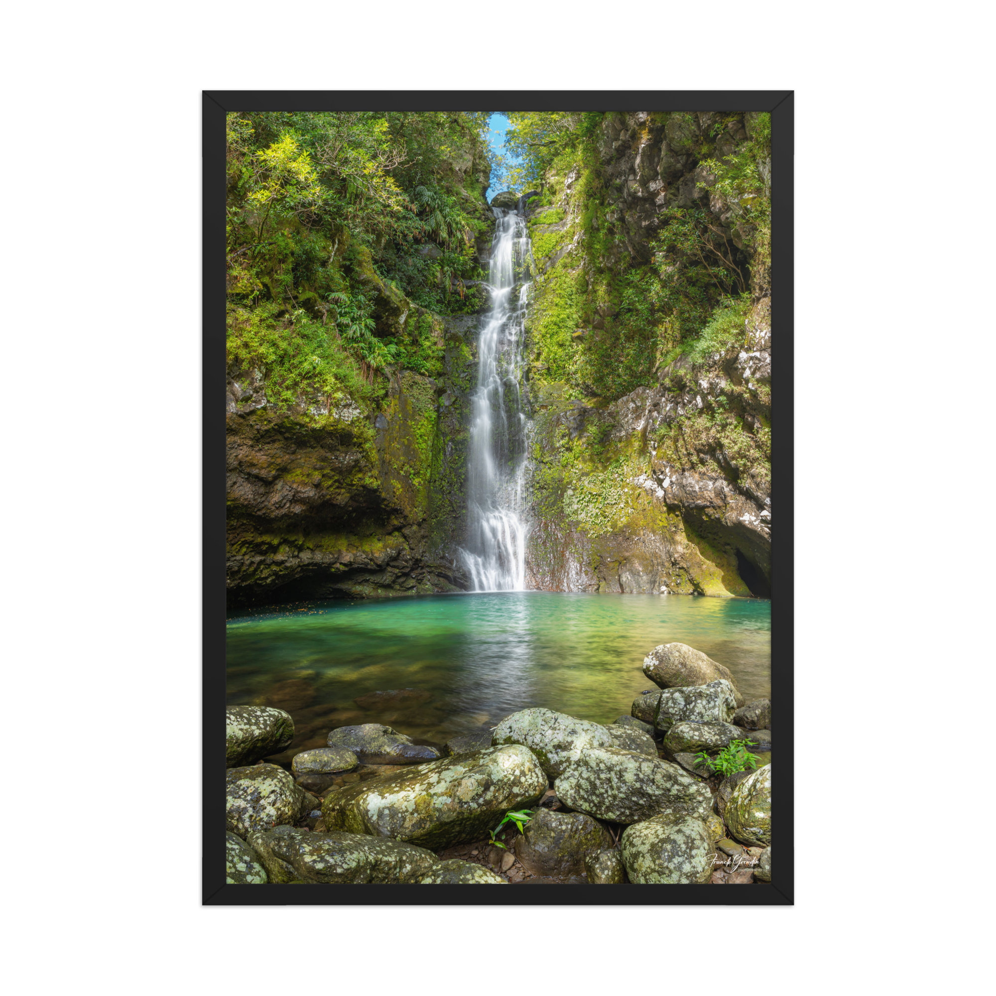Affiche de La Réunion Cascade du Bassin Chouchou 50 × 70 cm / Noir - photographie Franck Grondin