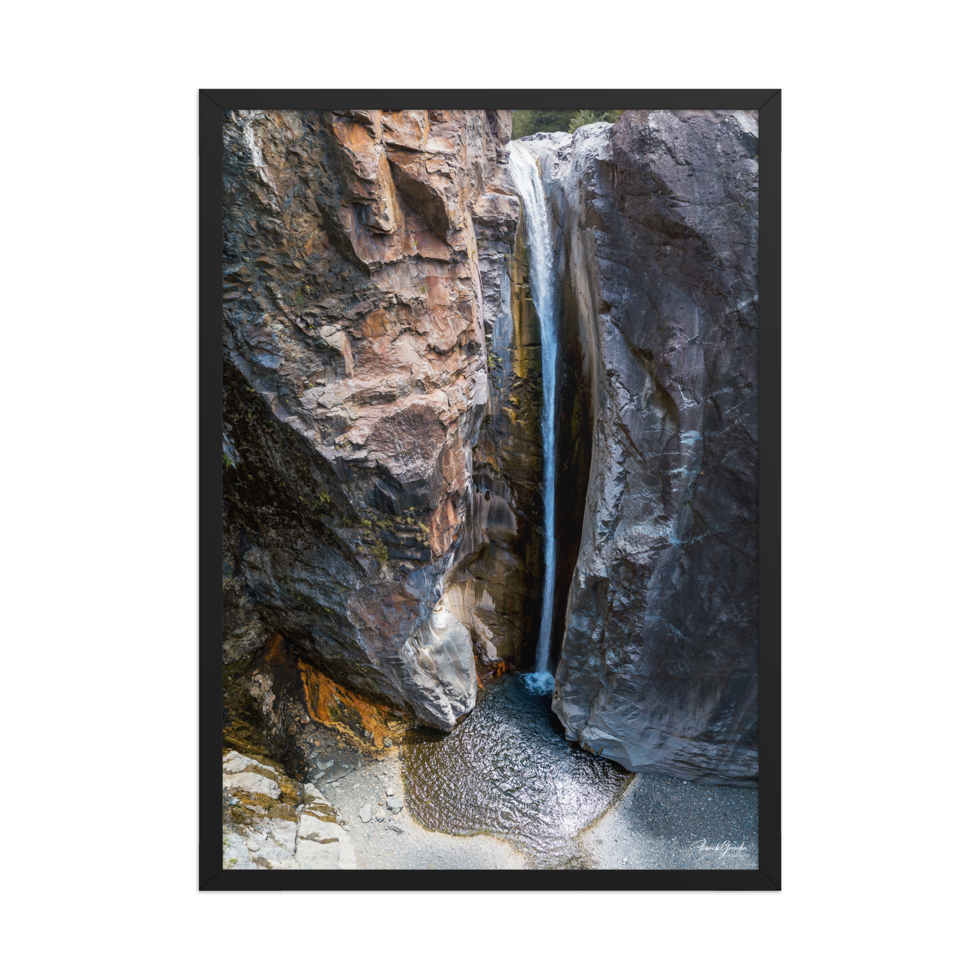 Affiche de La Réunion Cascade de Bras Rouge 50 × 70 cm / Noir - photographie Franck Grondin