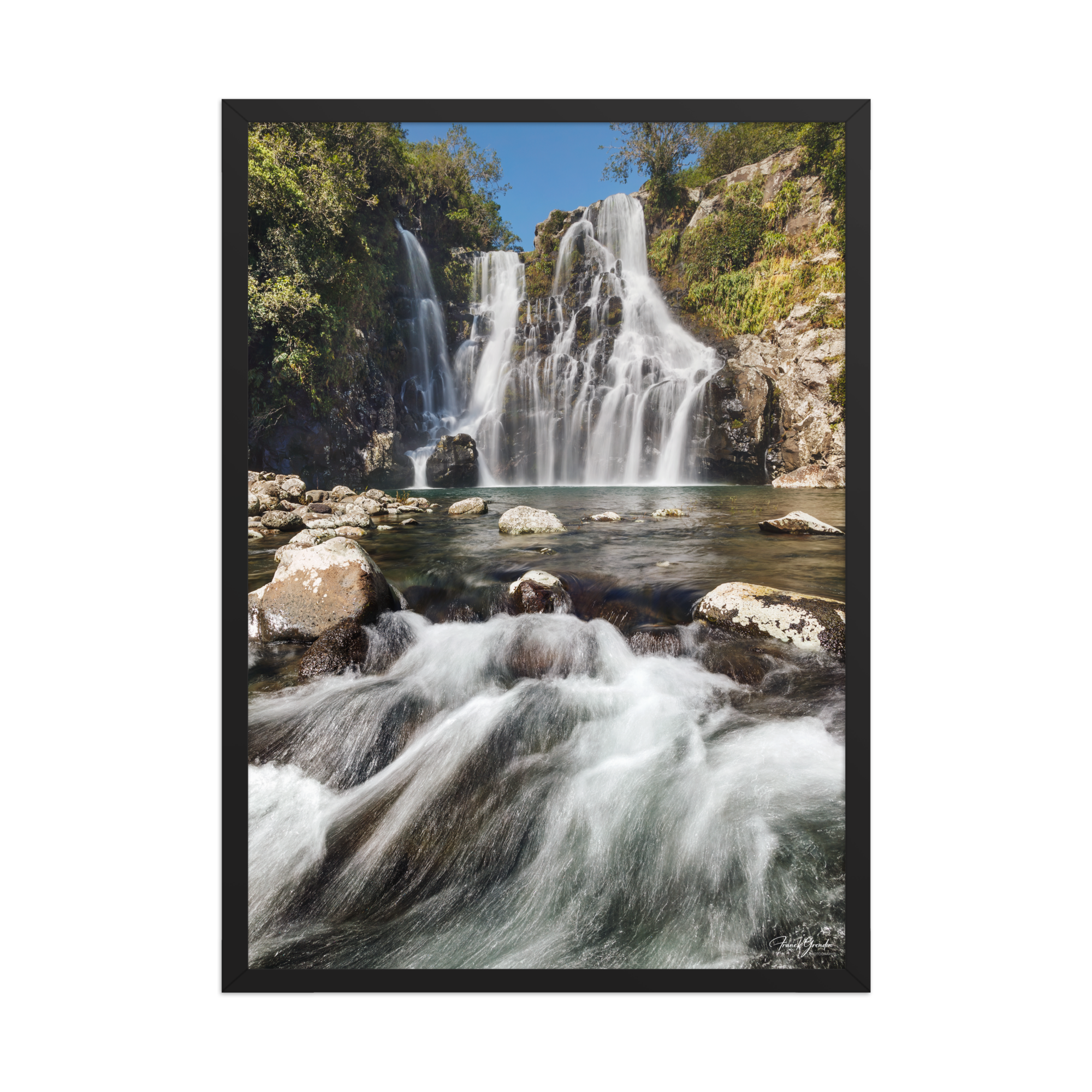 Affiche de La Réunion Cascade du Bassin Carrosse 50 × 70 cm / Noir - photographie Franck Grondin