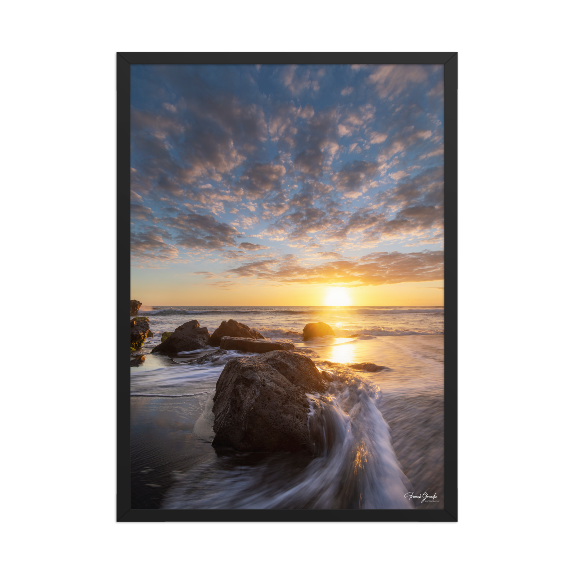 Affiche de La Réunion Coucher de Soleil à la Pointe du Diable 50 × 70 cm / Noir - photographie Franck Grondin