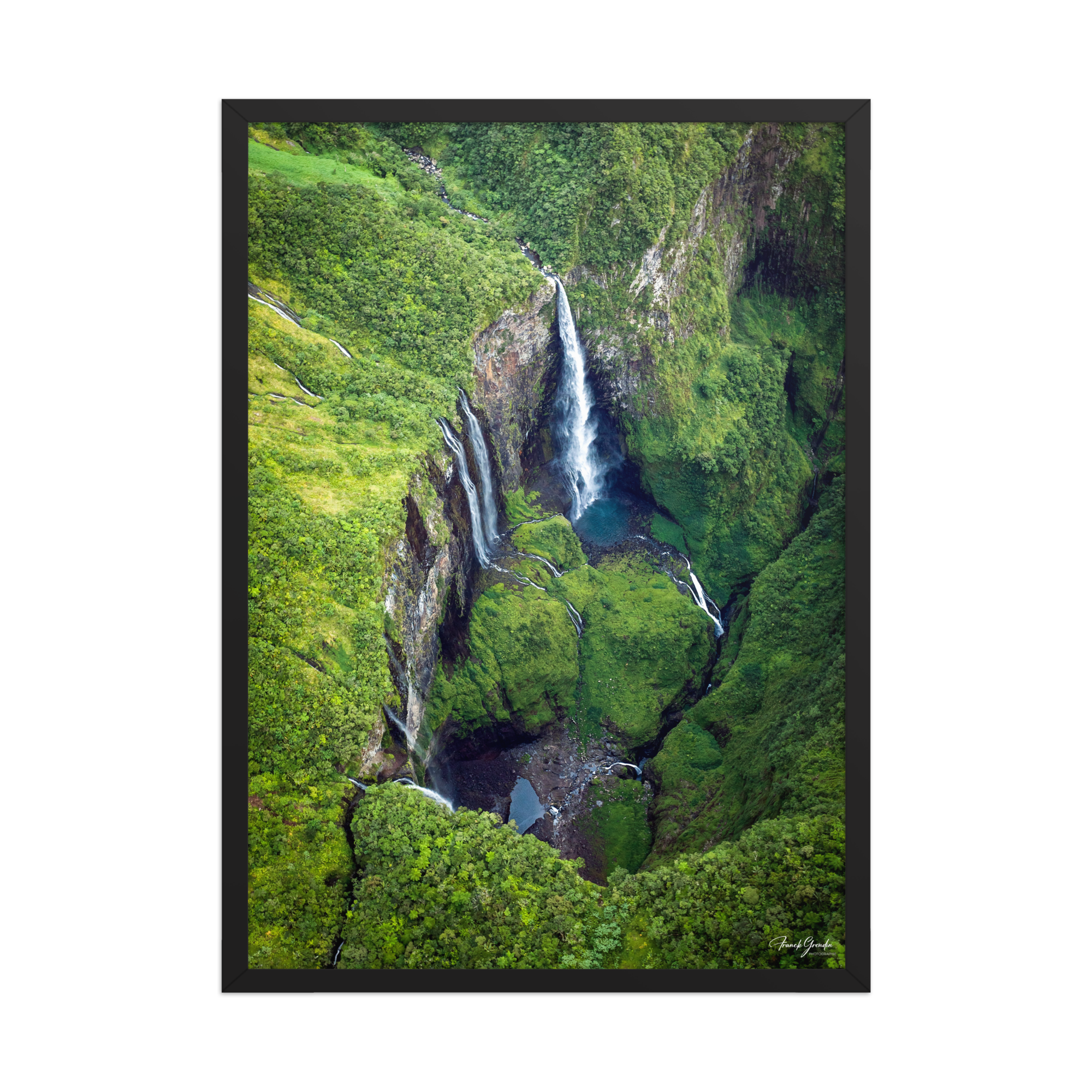 Affiche de La Réunion Le Trou de Fer vu du Ciel 50 × 70 cm / Noir - photographie Franck Grondin