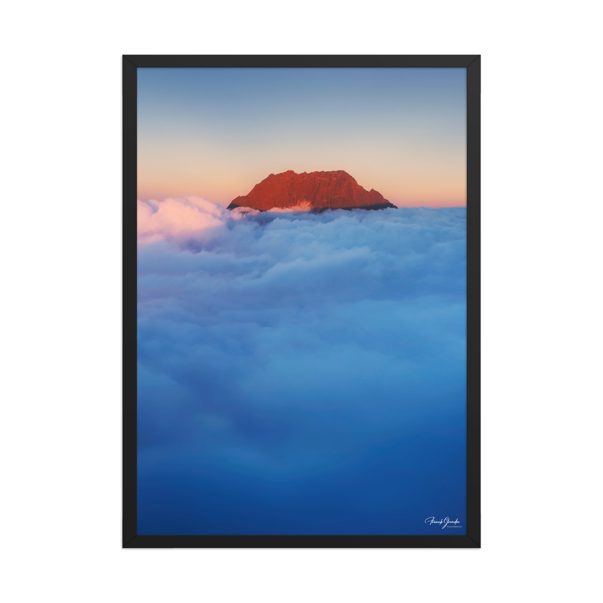 Affiche de La Réunion Gros Morne, Mer de Nuages 50 × 70 cm / Noir - photographie Franck Grondin
