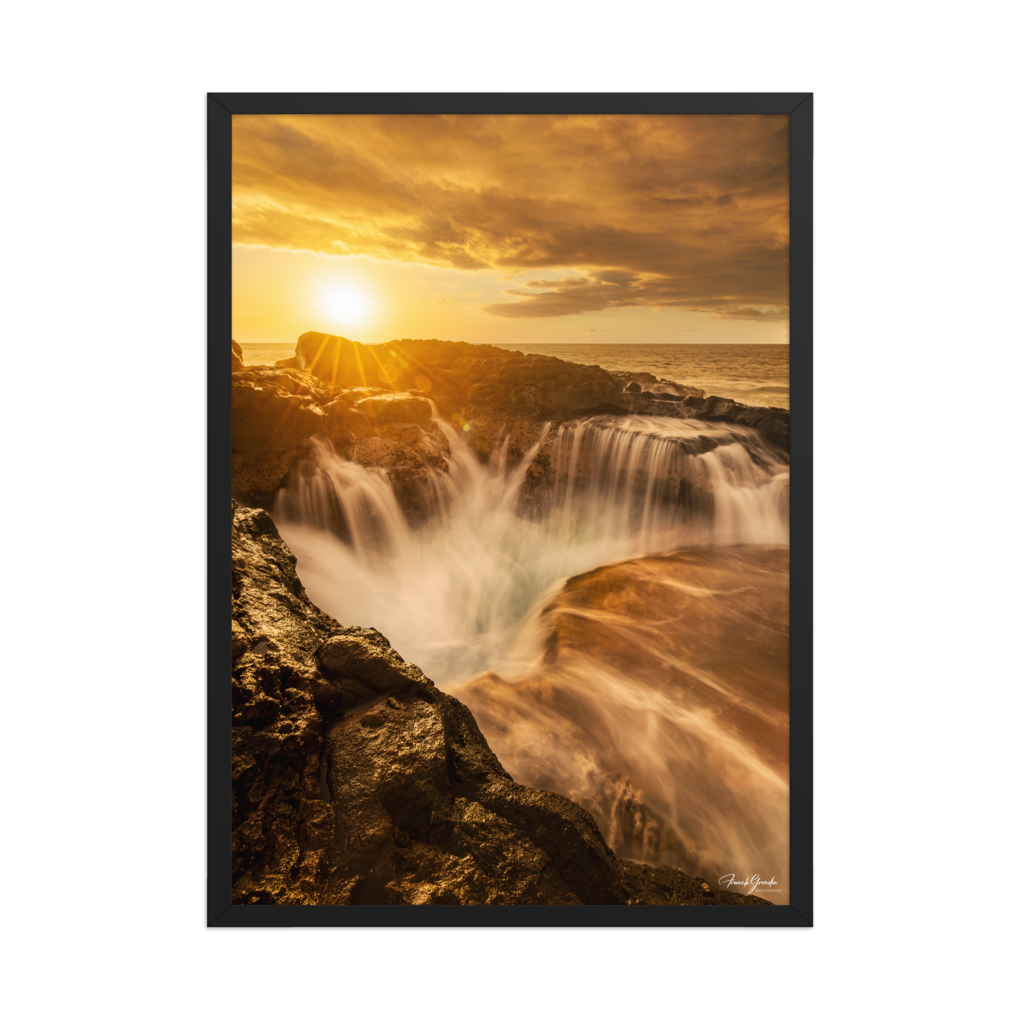 Affiche de La Réunion Le Souffleur de la Pointe des Châteaux 50 × 70 cm / Noir - photographie Franck Grondin