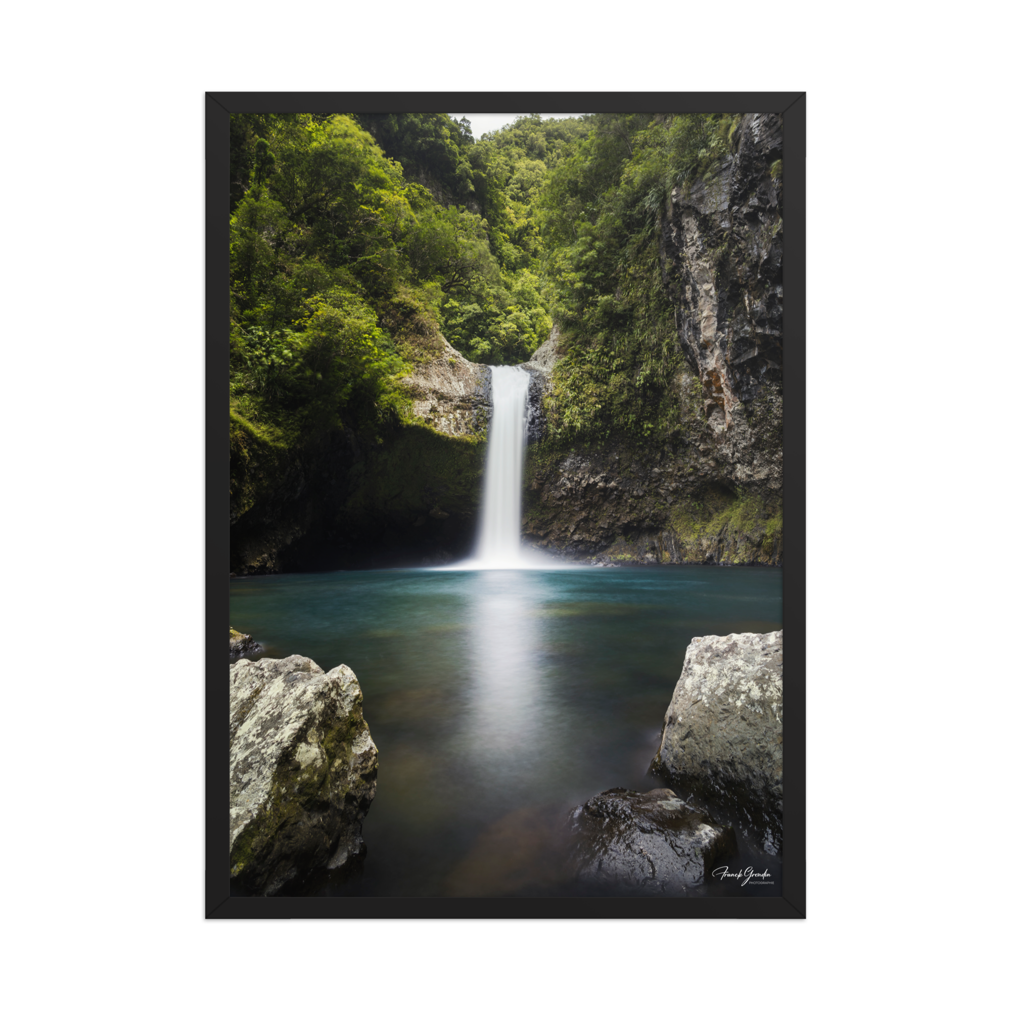 Affiche de La Réunion Cascade de Takamaka 50 × 70 cm / Noir - photographie Franck Grondin