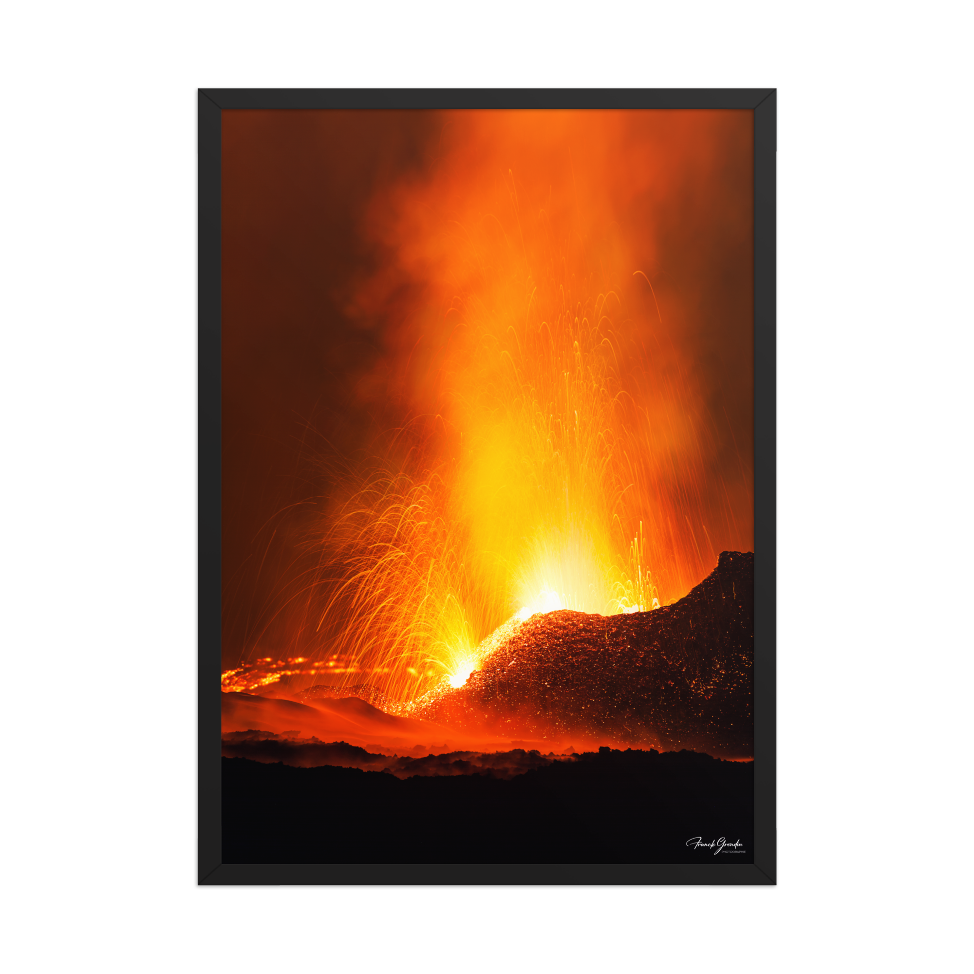 Affiche de La Réunion Fontaines de Lave, Mai 2015 50 × 70 cm / Noir - photographie Franck Grondin