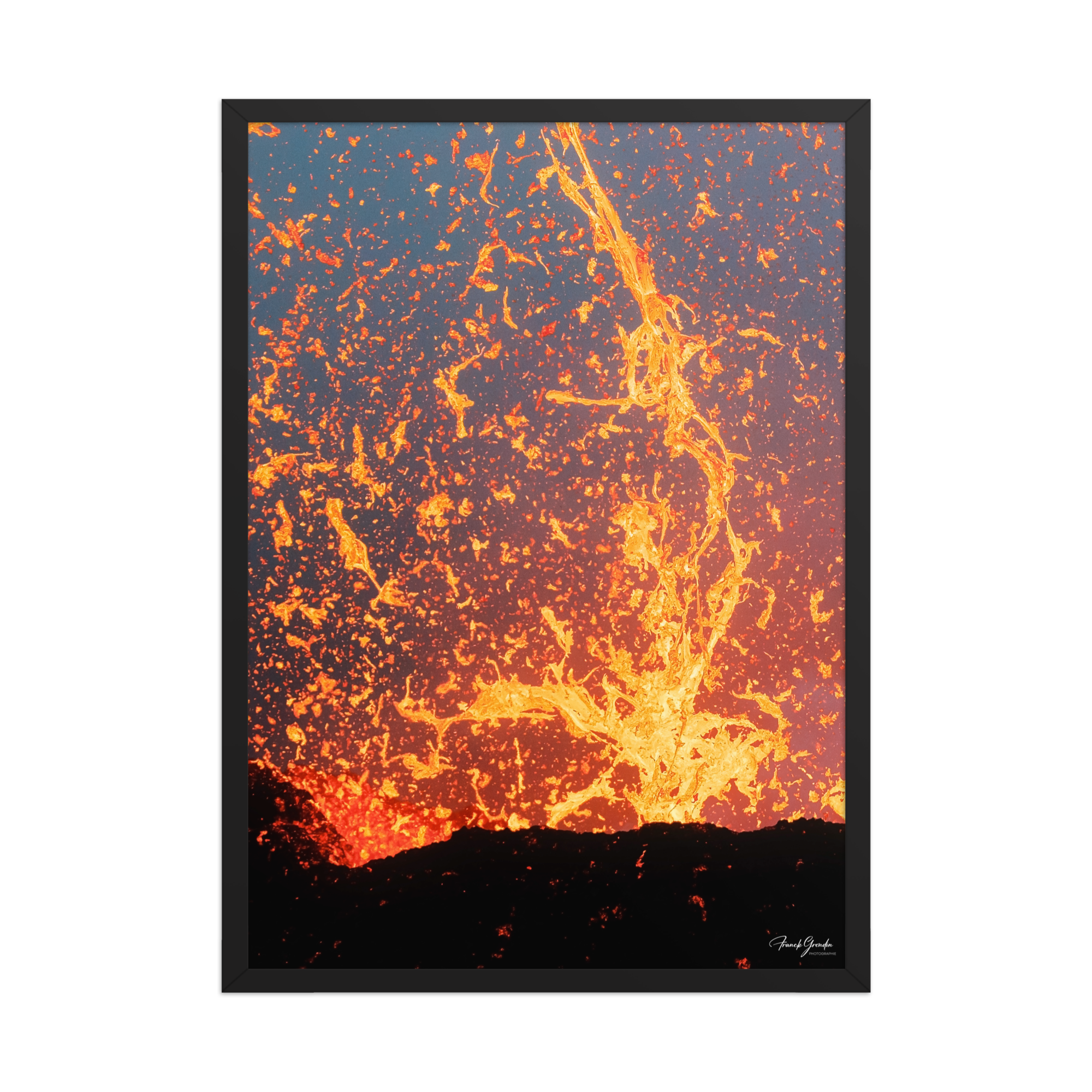 Affiche de La Réunion Fontaine de Lave, Août 2015 50 × 70 cm / Noir - photographie Franck Grondin