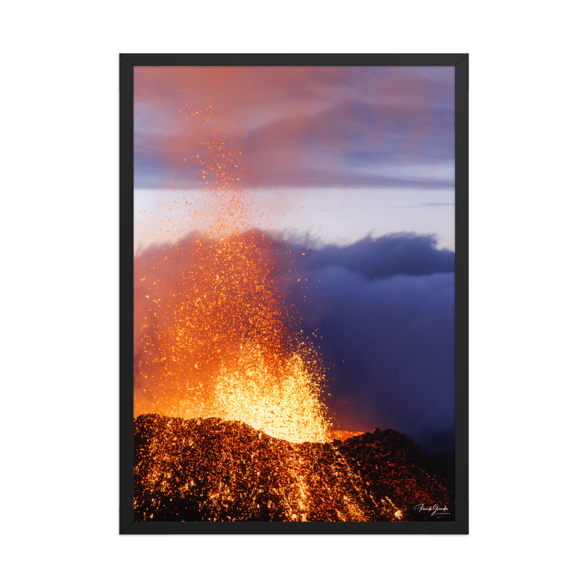 Affiche de La Réunion Rivière de Lave, Août 2015 50 × 70 cm / Noir - photographie Franck Grondin
