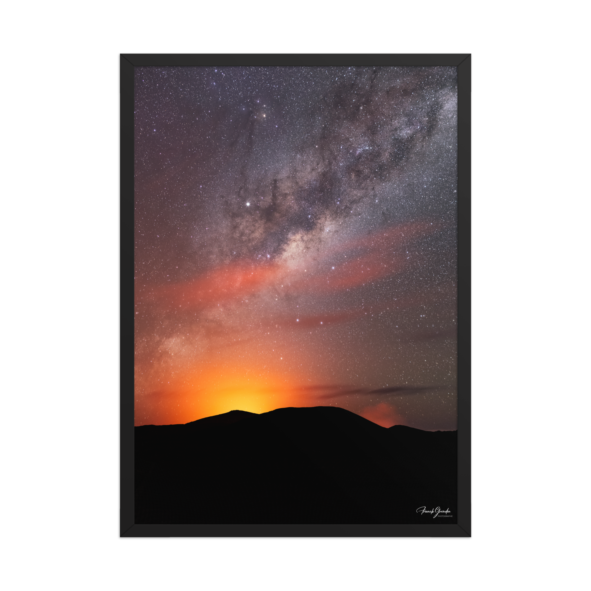Affiche de La Réunion Éruption sous les Étoiles, Février 2019 50 × 70 cm / Noir - photographie Franck Grondin
