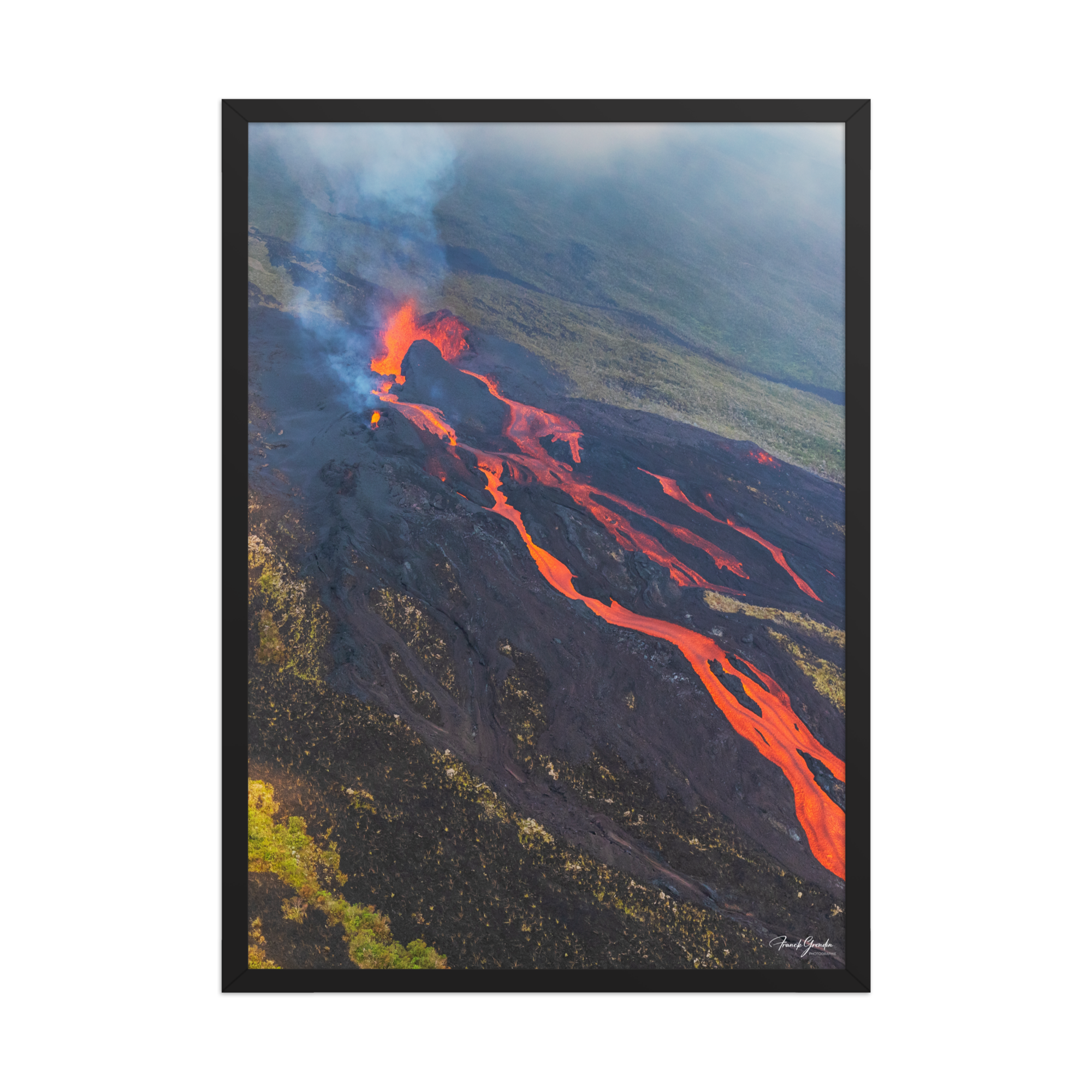 Affiche de La Réunion Éruption d'Octobre 2019 50 × 70 cm / Noir - photographie Franck Grondin