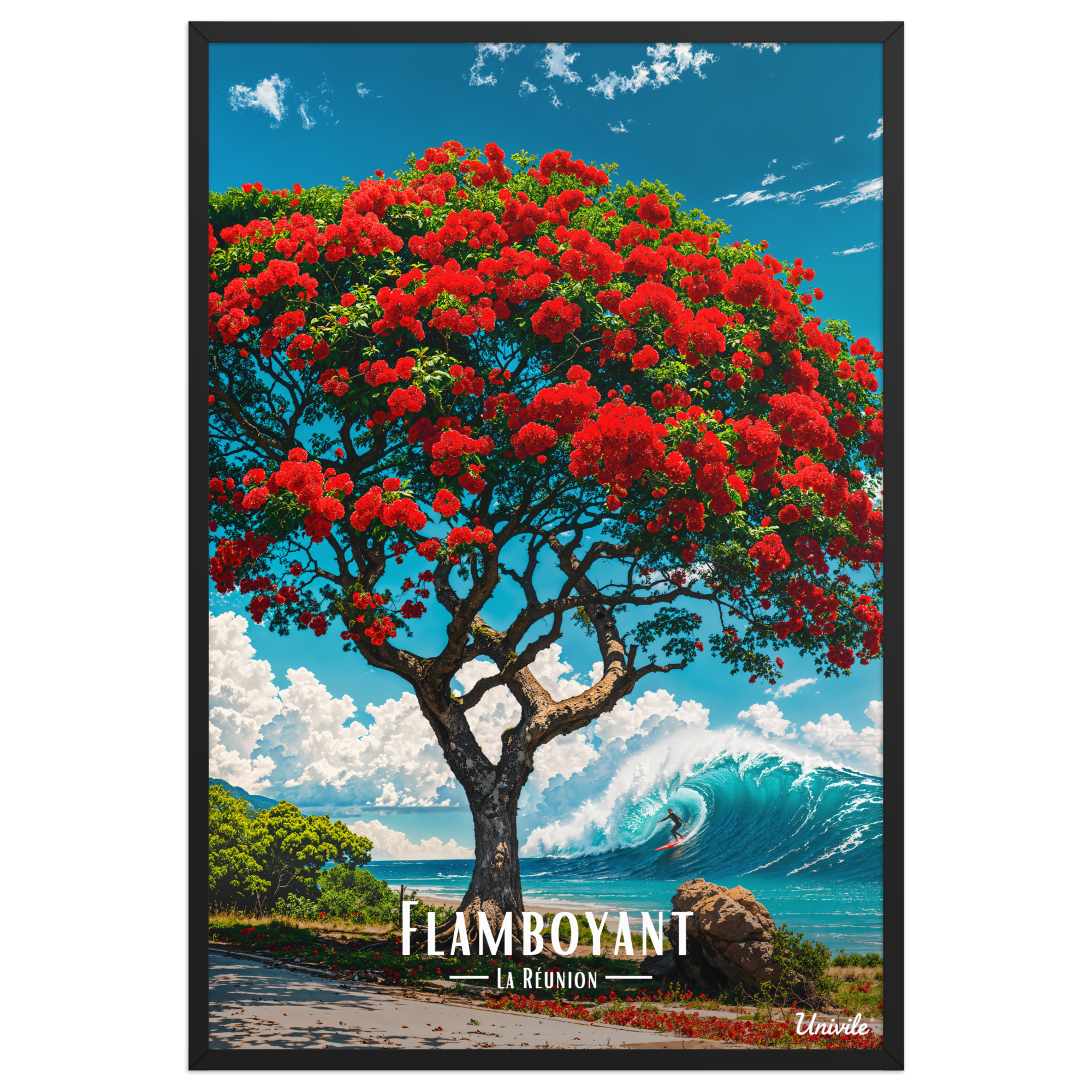 Affiche de La Réunion Flamboyant du Lagon 61 × 91 cm / Noir - Univile La Réunion
