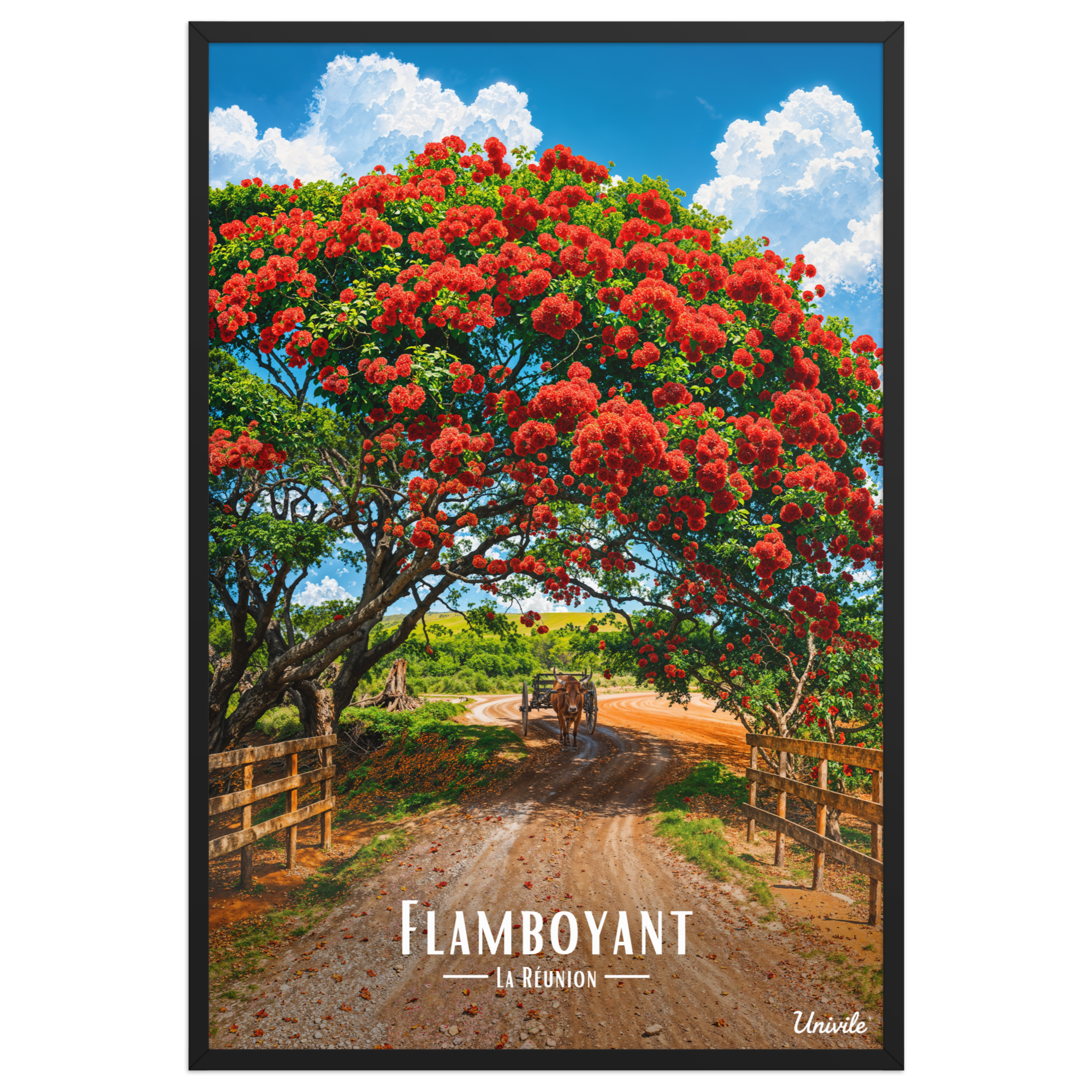 Affiche de la Réunion Flamboyant des champs 61 × 91 cm / Noir - Univile