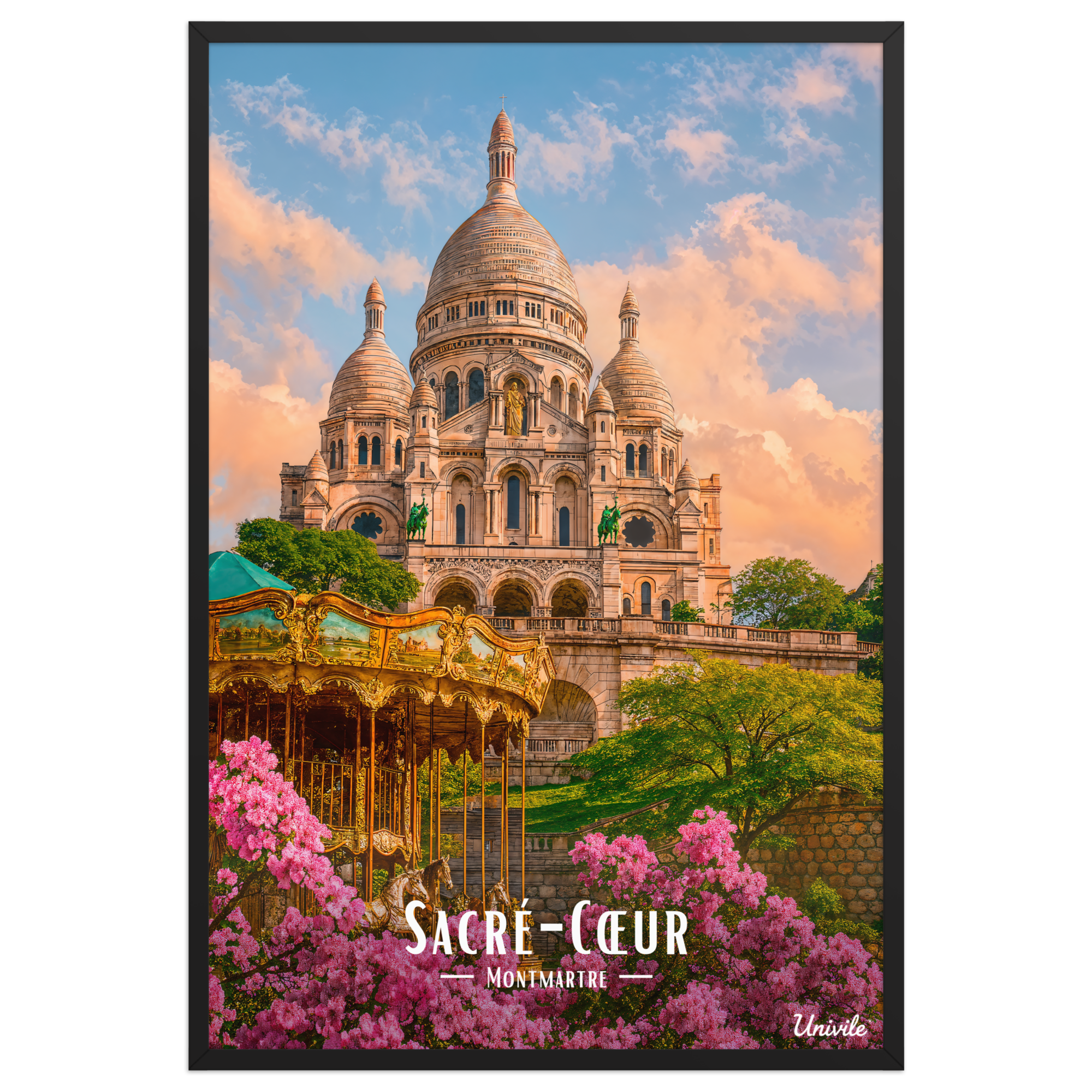 Affiche de Paris Sacré-Cœur – Montmartre 61 × 91 cm / Noir - Univile