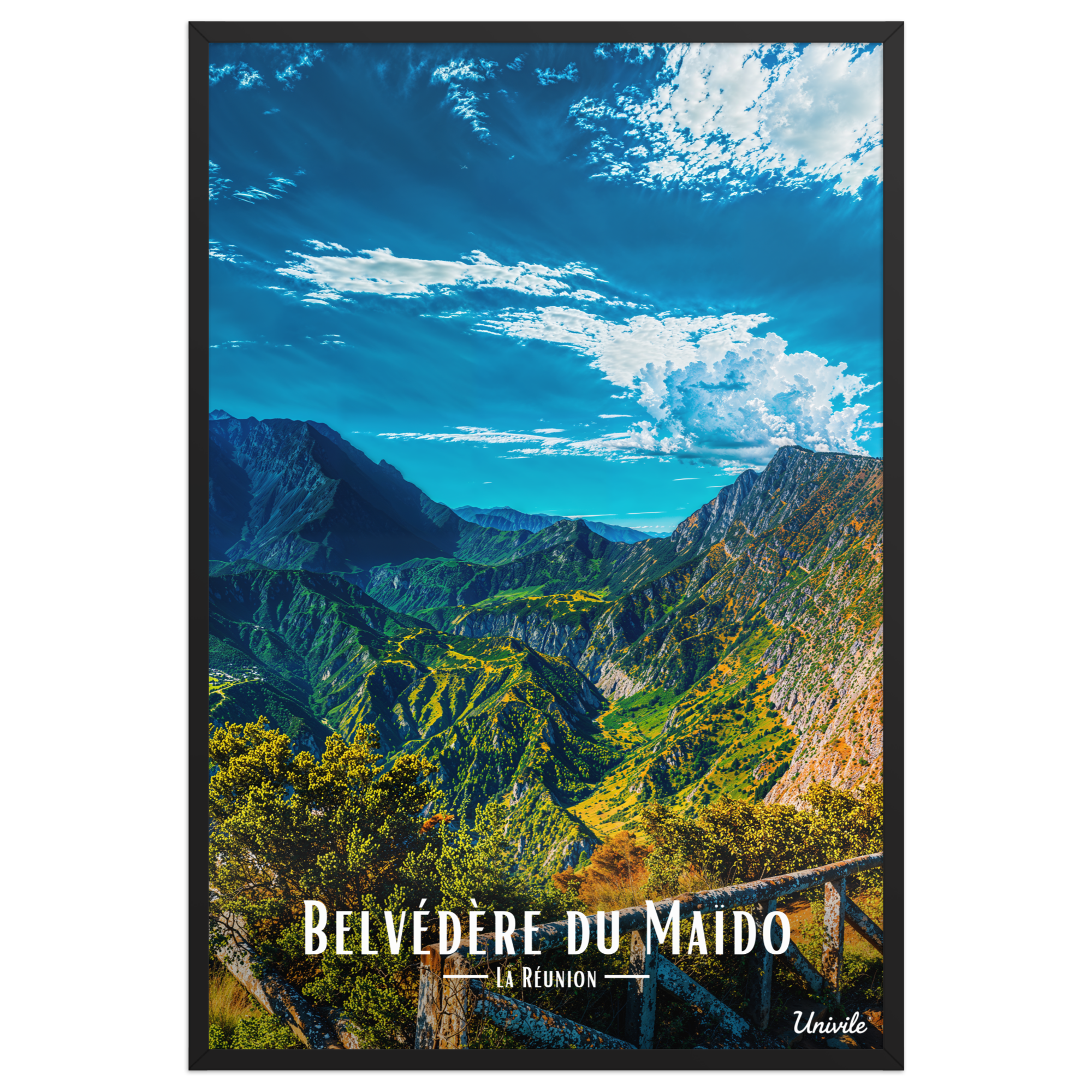 Affiche de la Réunion Belvédère du Maïdo 61 × 91 cm / Noir - Univile