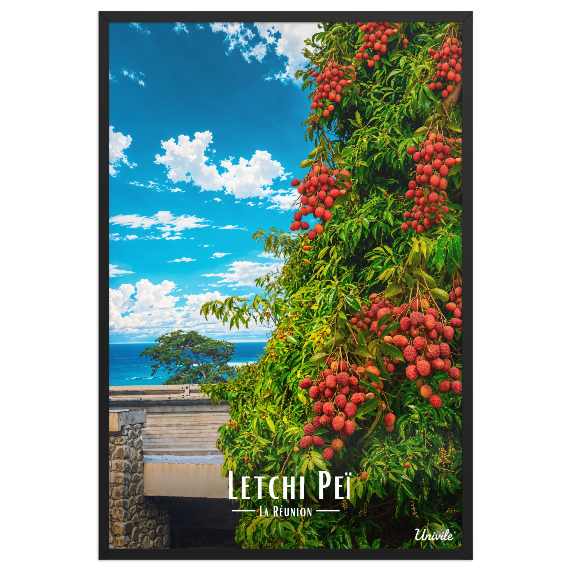 Affiche de la Réunion Letchi Péi 61 × 91 cm / Noir - Univile