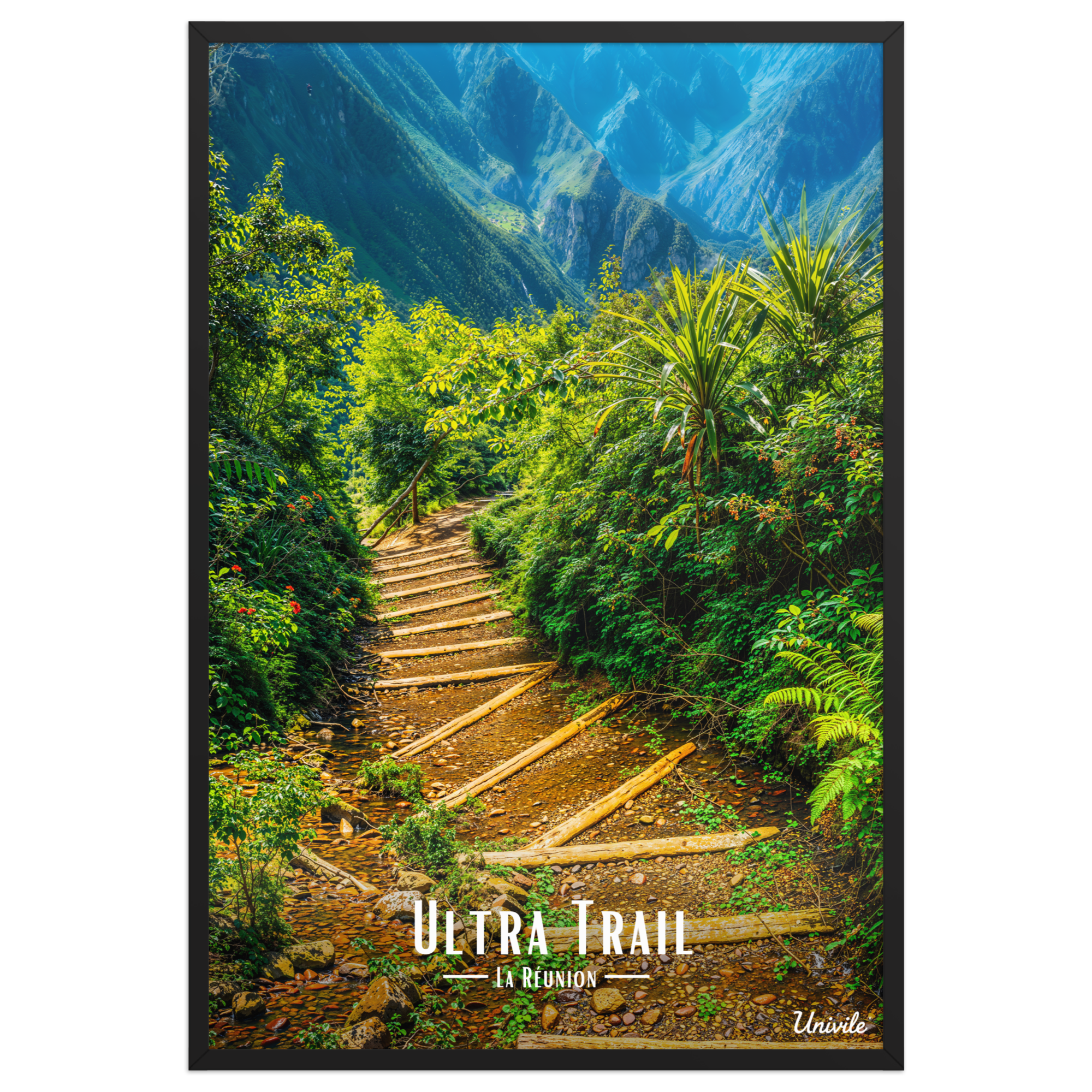 Affiche de la Réunion Ultra Trail 61 × 91 cm / Noir - Univile