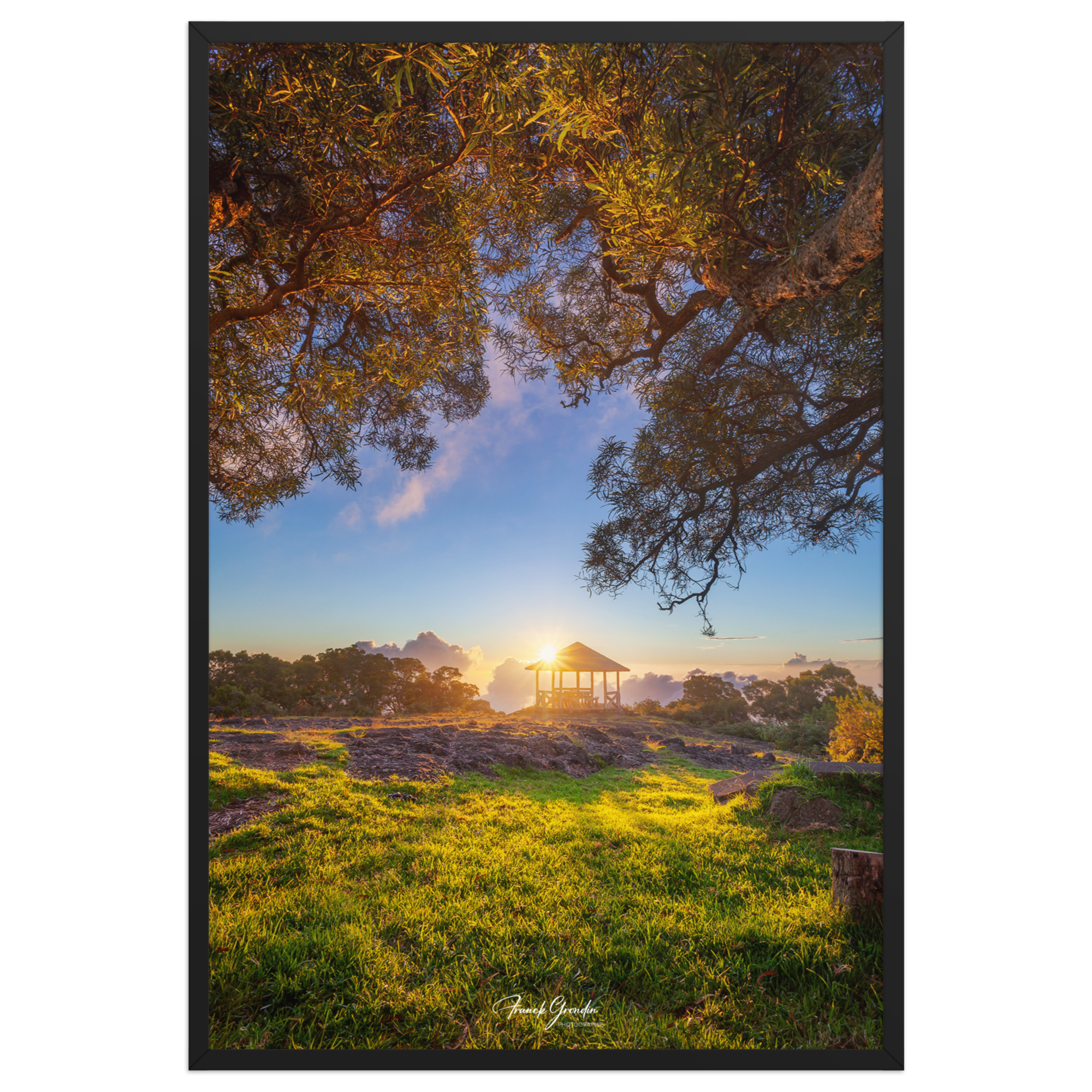 Affiche de La Réunion Sunset Kiosque Maïdo 61×91 cm / Noir - Univile La Réunion