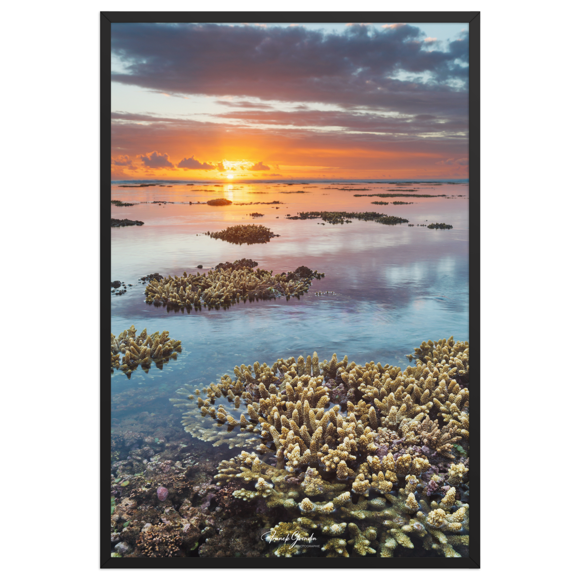 Affiche de La Réunion Sunset du récif 61 × 91 cm / Noir - Univile La Réunion