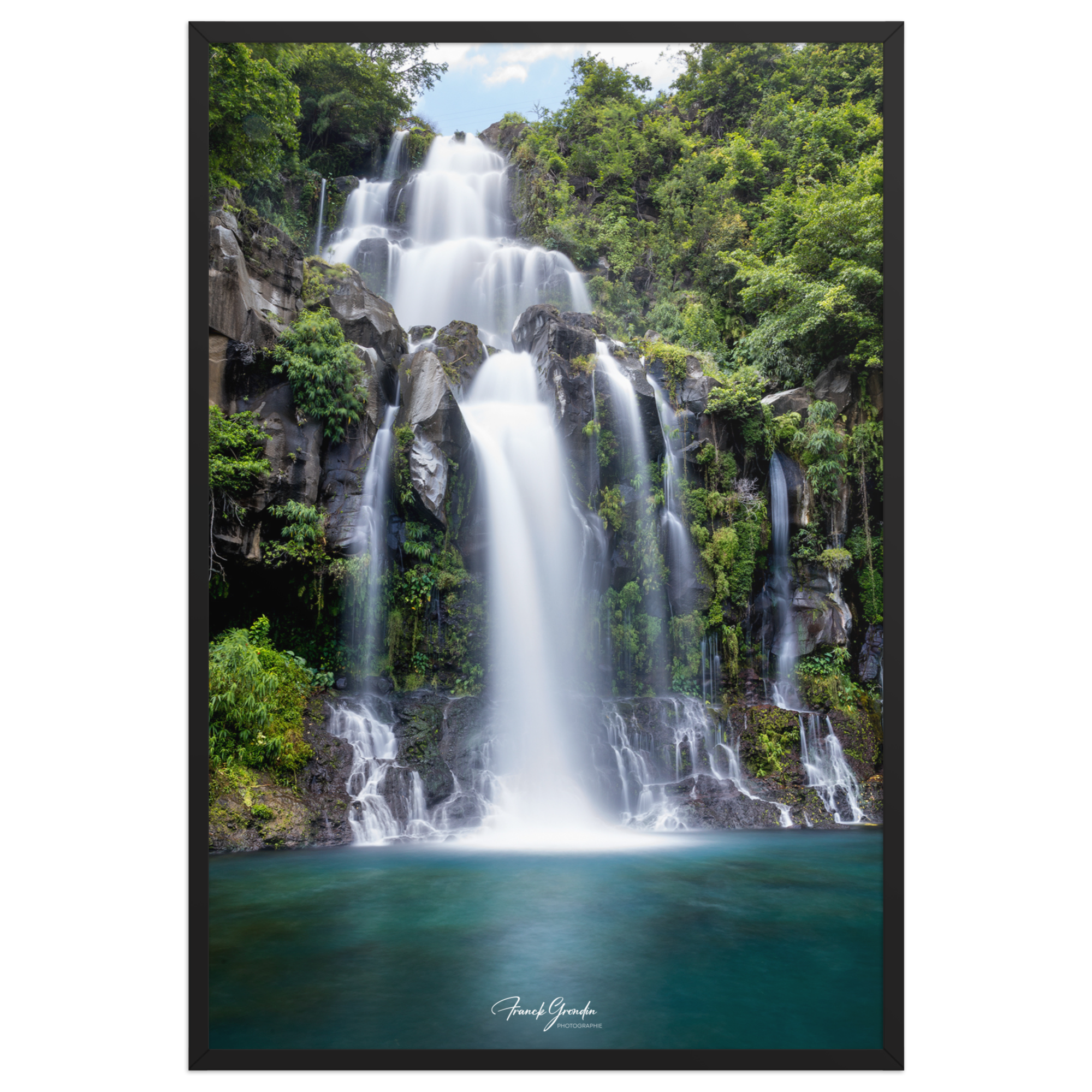 Affiche de La Réunion Cascade des Aigrettes 61 × 91 cm / Noir - Univile La Réunion