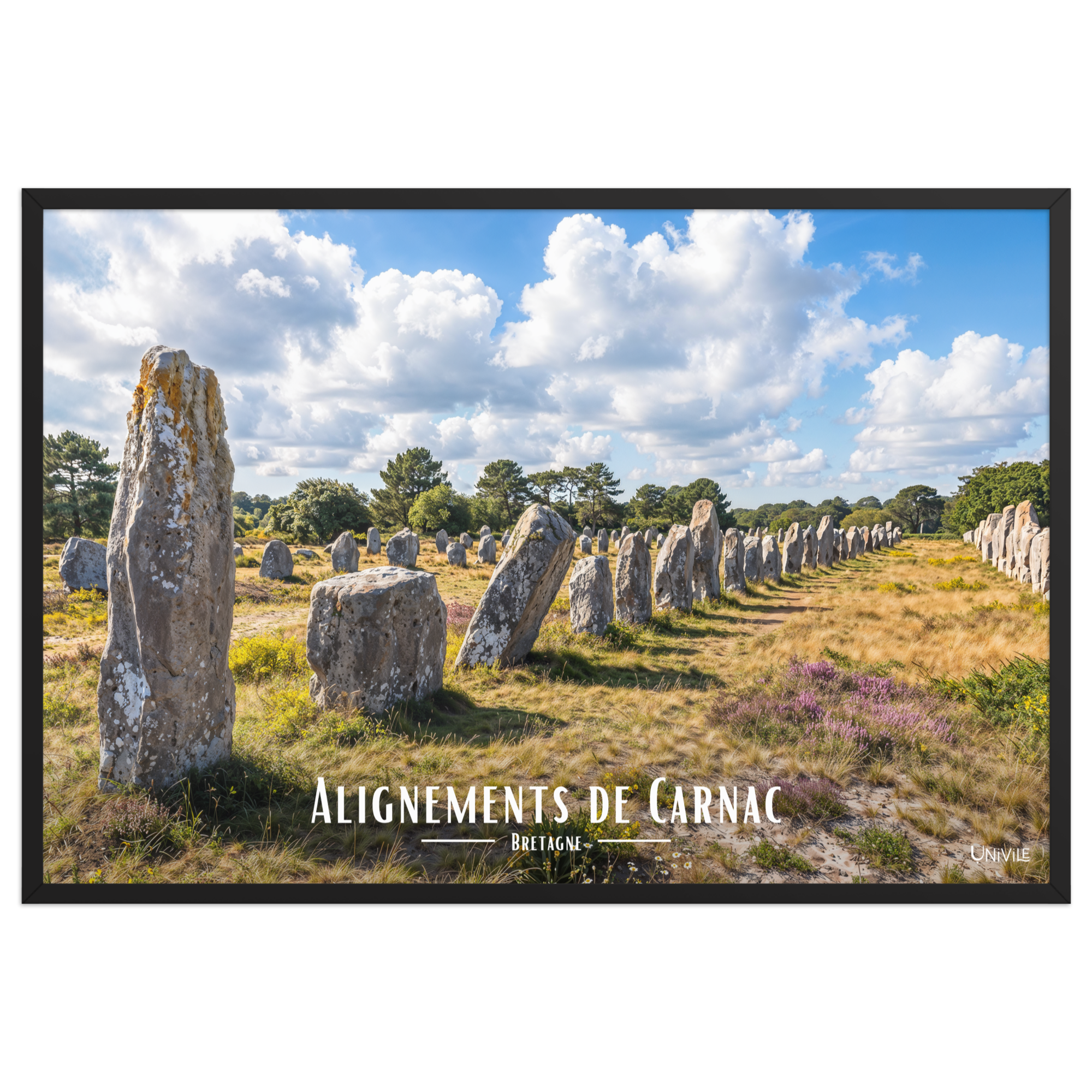 Affiche de Bretagne Alignements de Carnac 61 × 91 cm / Noir - Univile Bretagne