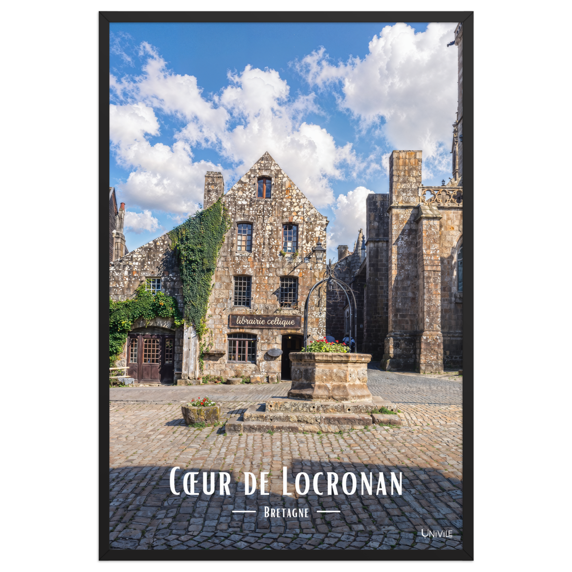 Affiche de Bretagne Cœur de Locronan 61×91 cm / Noir - Univile Bretagne