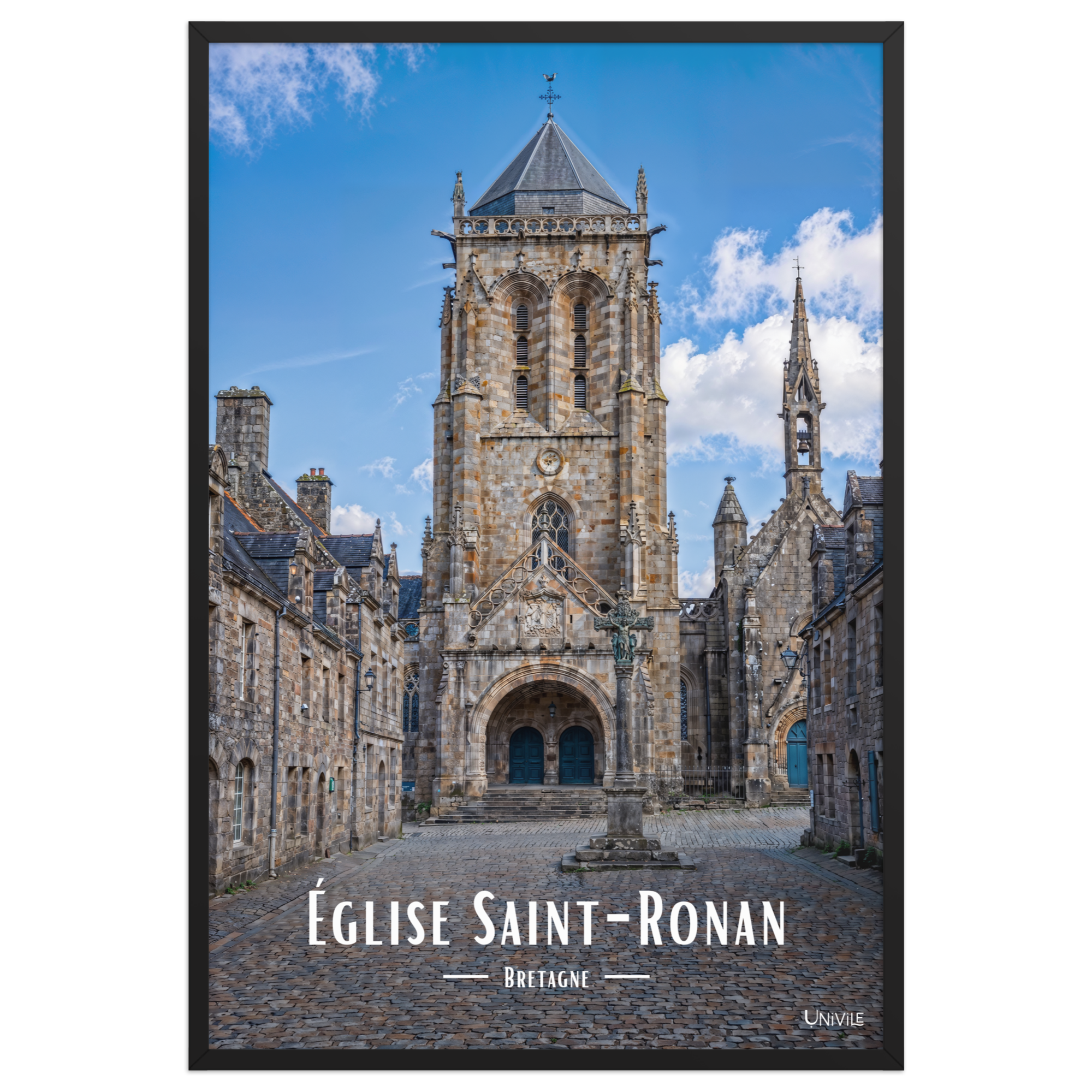 Affiche de Bretagne Église Saint-Ronan 61×91 cm / Noir - Univile Bretagne