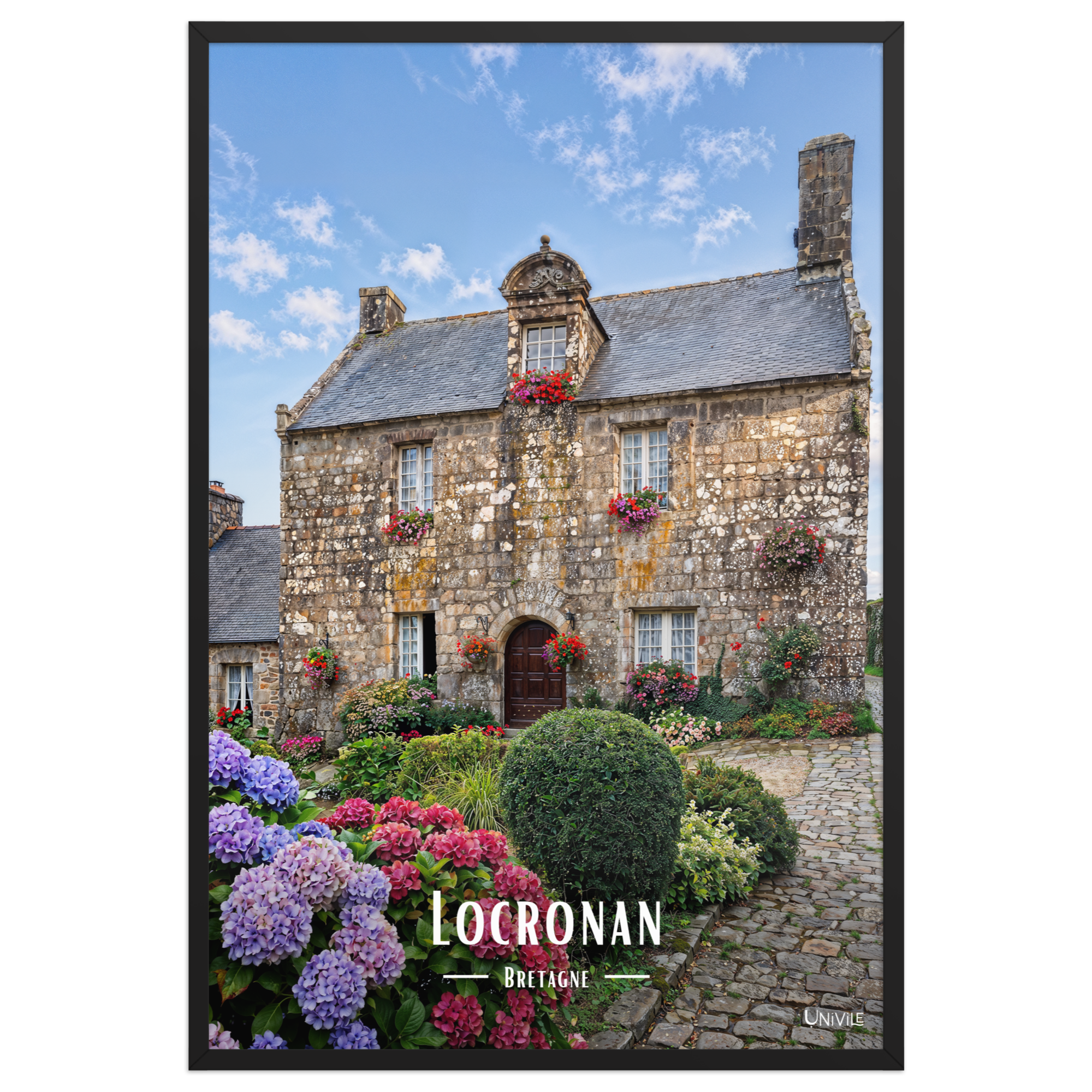 Affiche de Bretagne Locronan 61 × 91 cm / Noir - Univile Bretagne