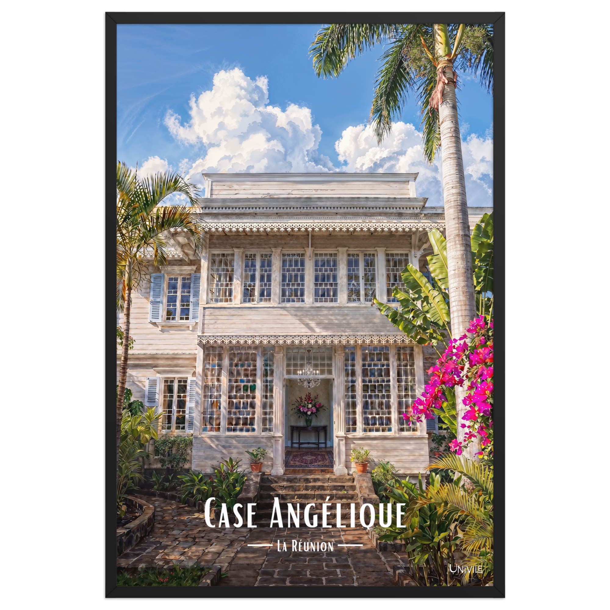 Affiche de La Réunion Case Angélique 61 × 91 cm / Noir - Univile La Réunion